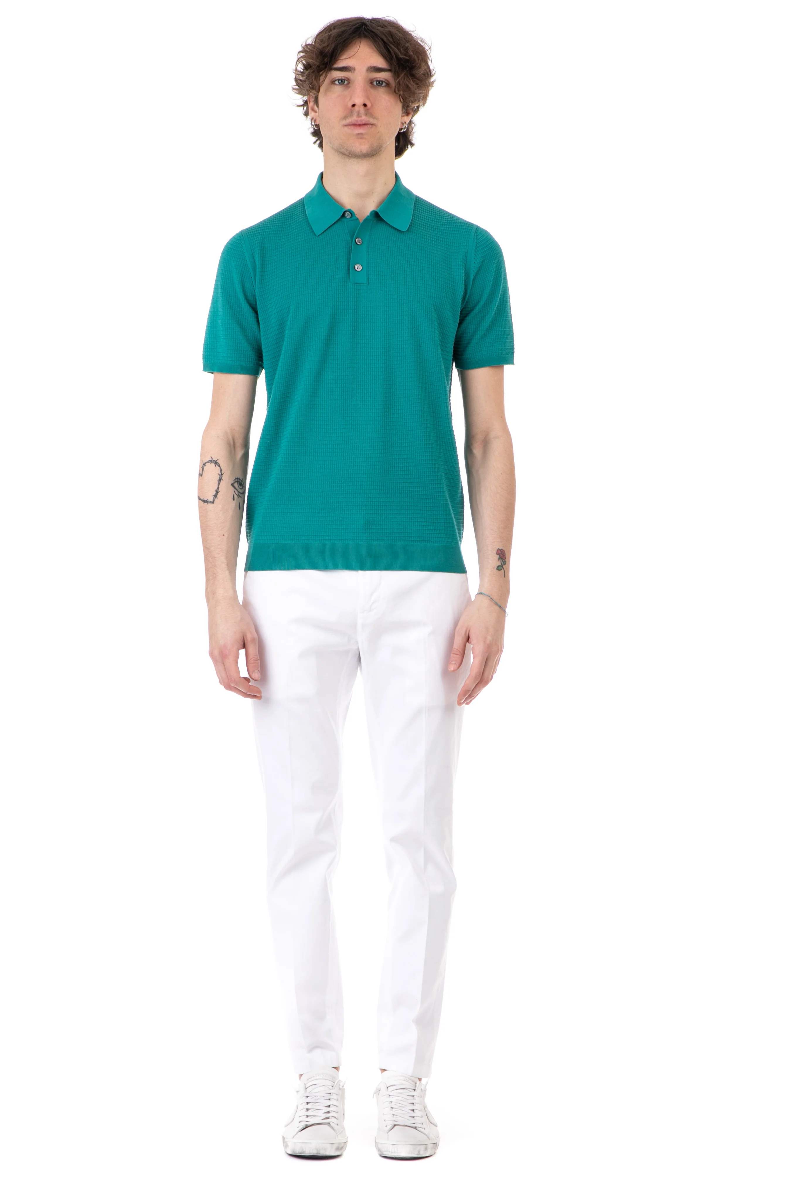Roberto Collina Extrafine Cotton Polo with 3D Texture - Men's Fit