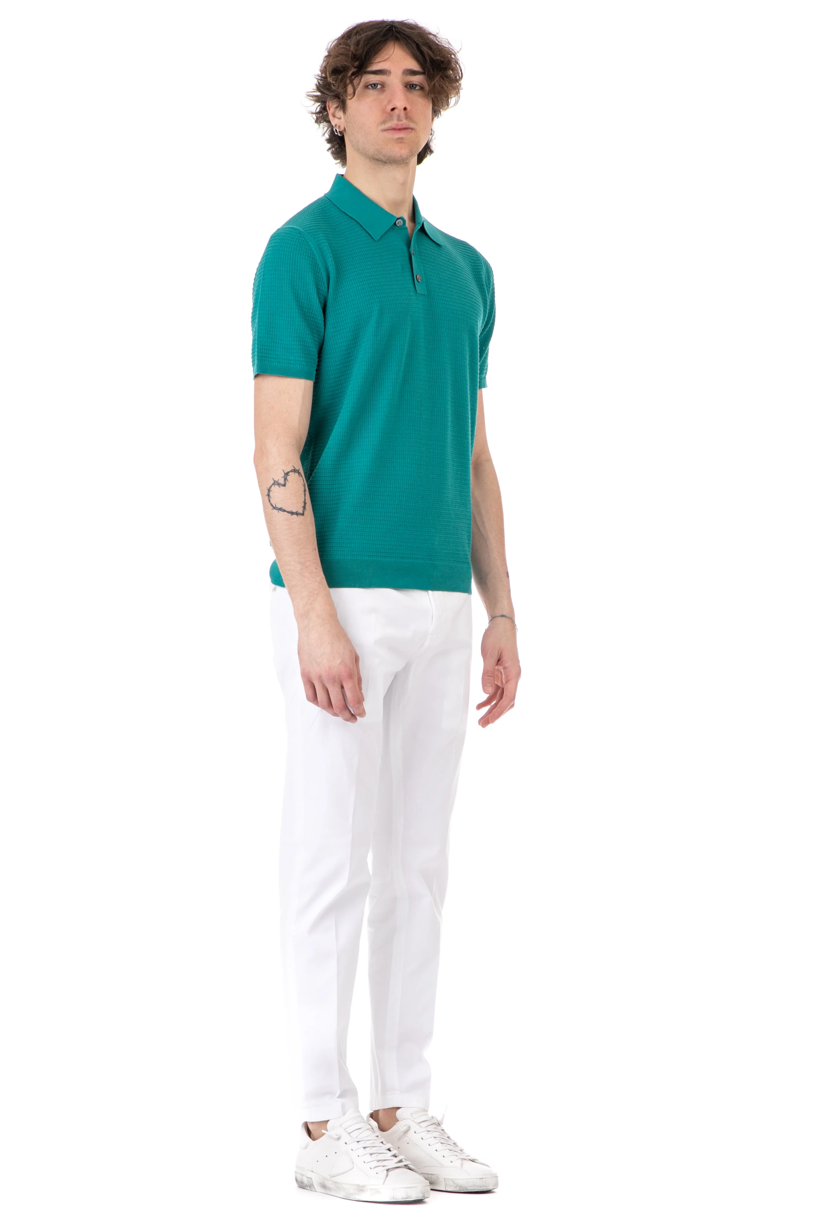 Roberto Collina Extrafine Cotton Polo with 3D Texture - Men's Fit - Image 2