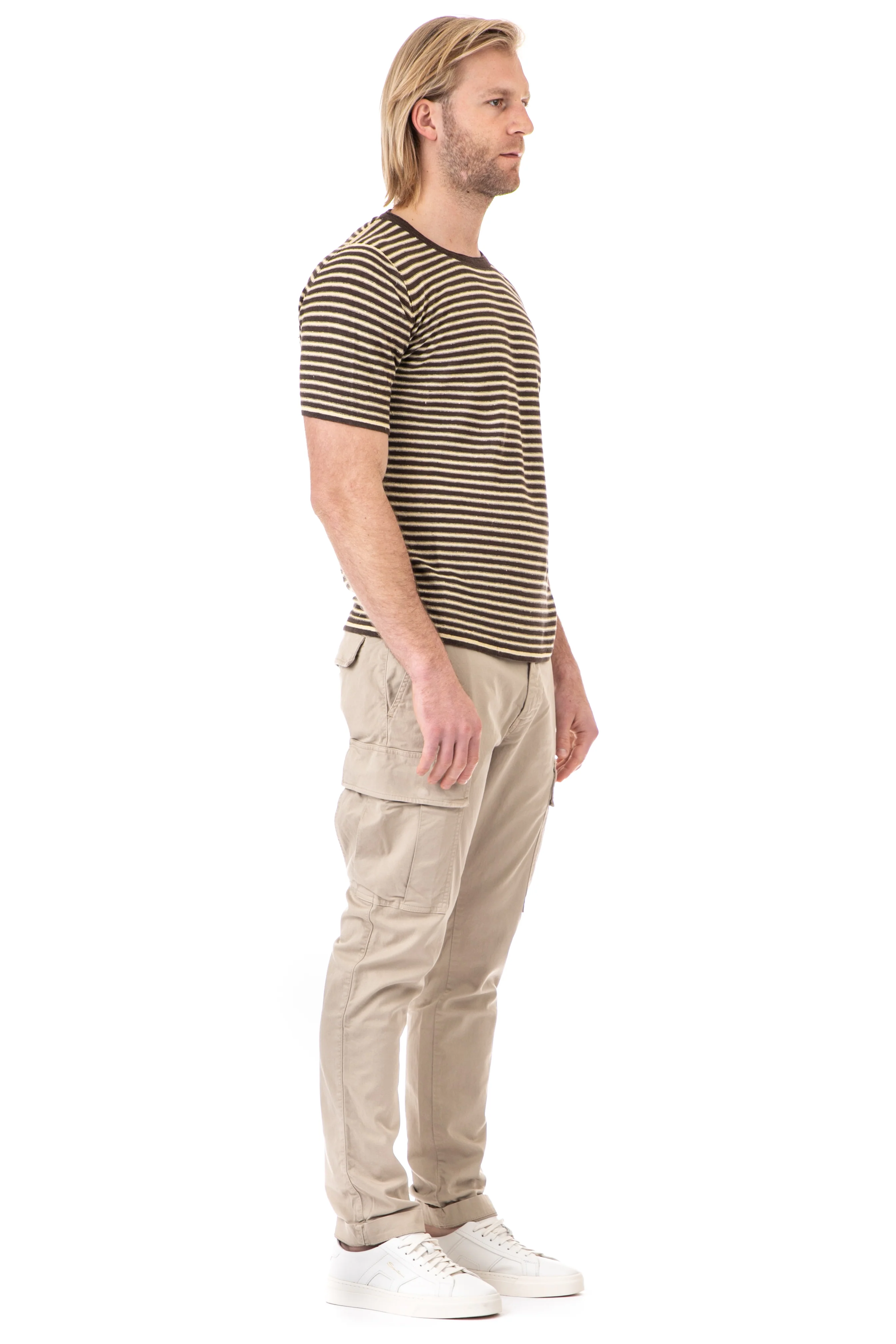 Roberto Collina Pure Linen T-Shirt with Two-Tone Horizontal Stripes – P23 Collection - Image 2