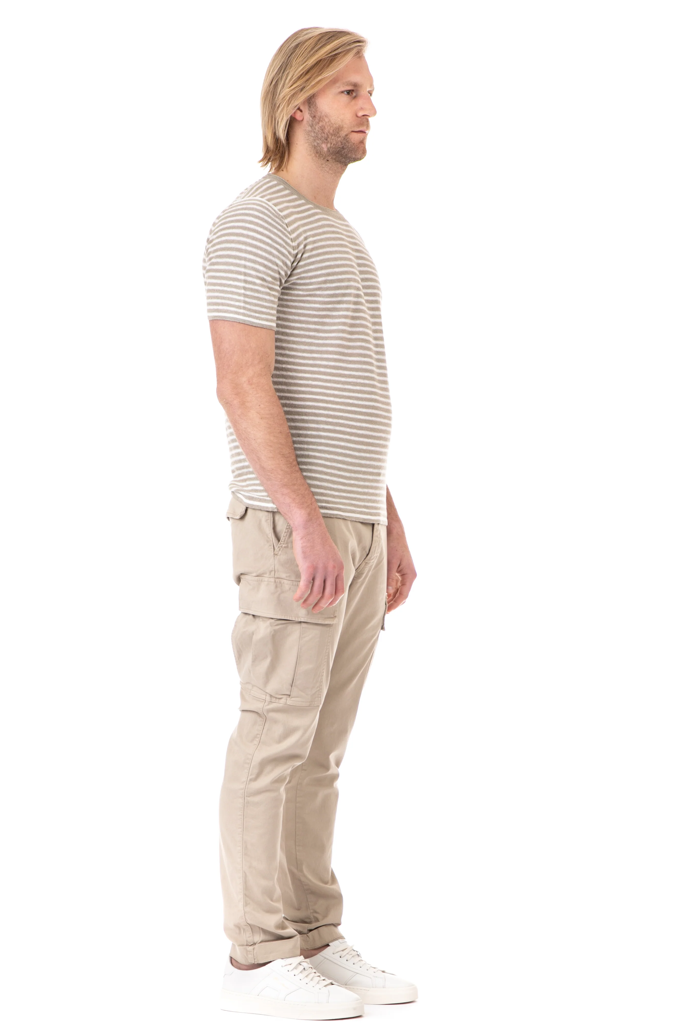 Roberto Collina Pure Linen Two-Tone Striped T-Shirt - Image 2