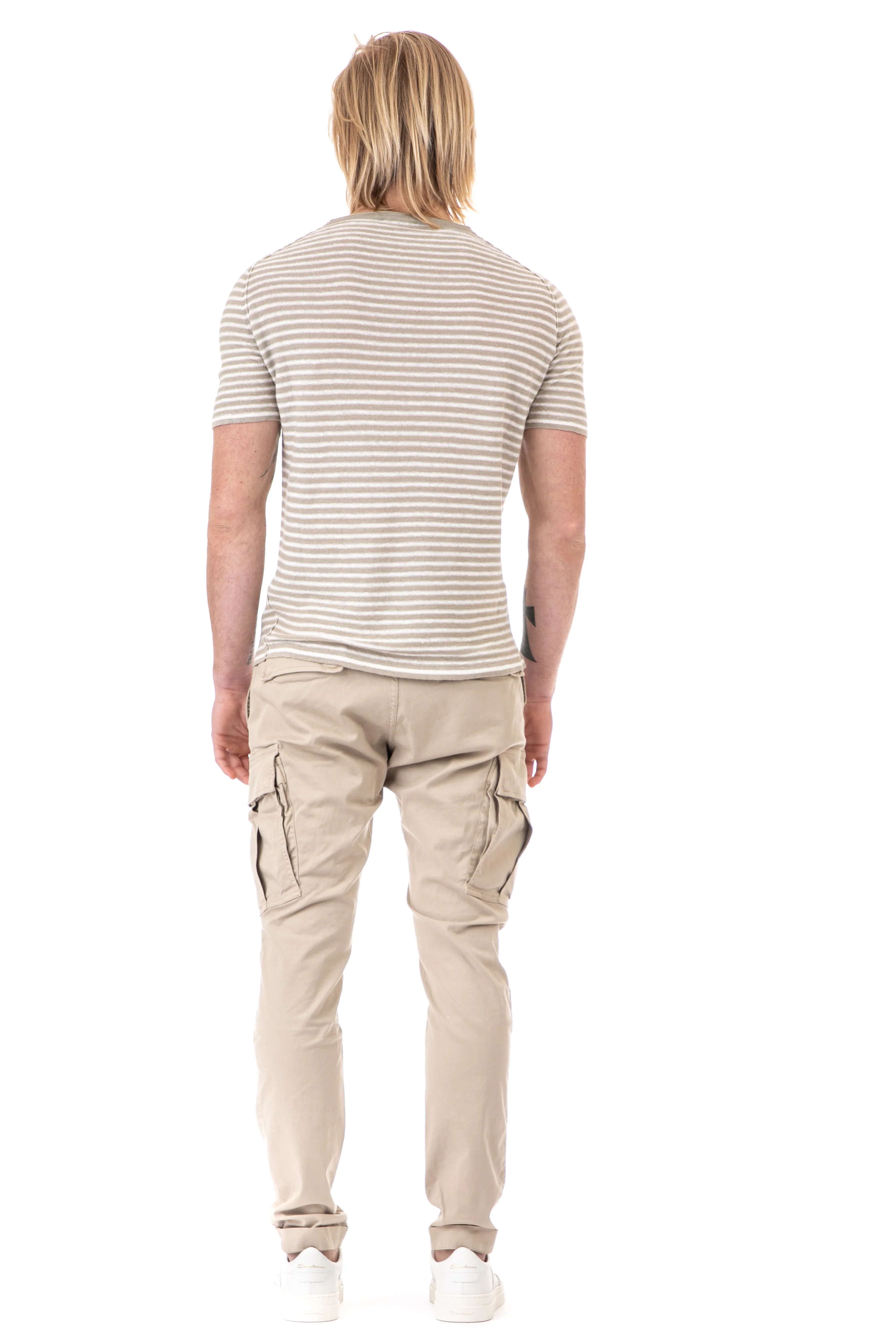 Roberto Collina Pure Linen Two-Tone Striped T-Shirt - Image 3