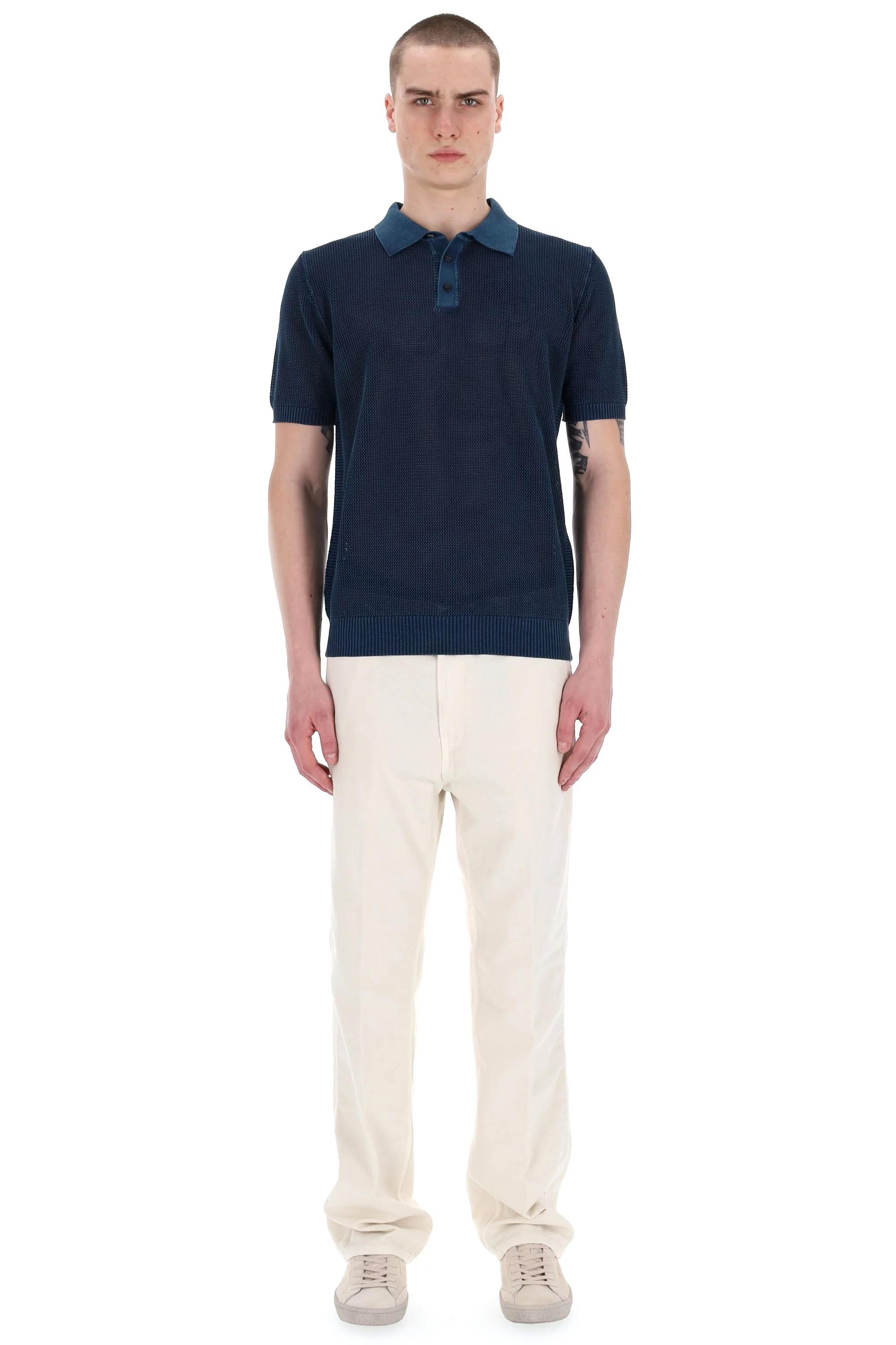 Roberto Collina Stylish Denim Mini Polo - Casual Fit for Men