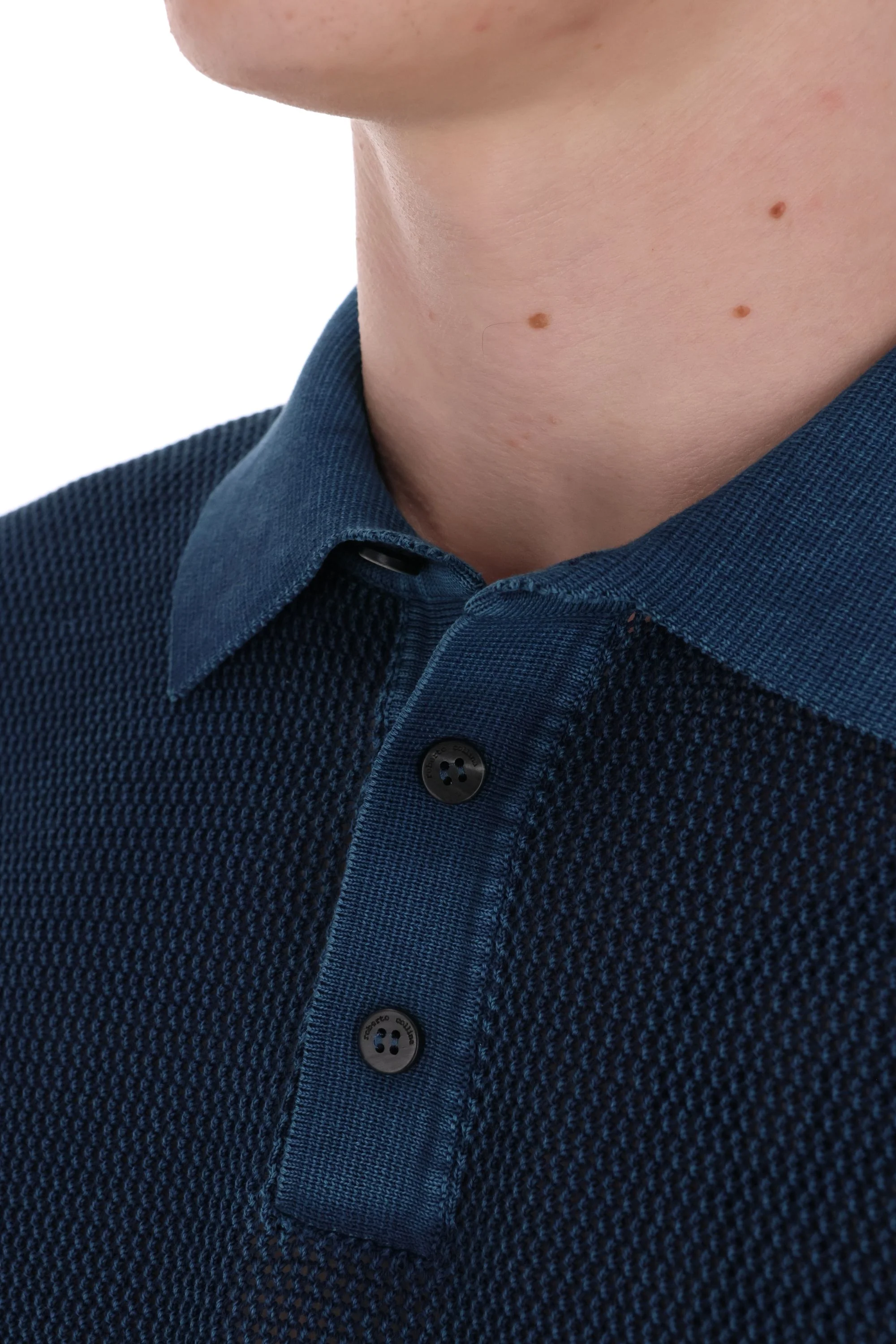 Roberto Collina Stylish Denim Mini Polo - Casual Fit for Men - Image 5