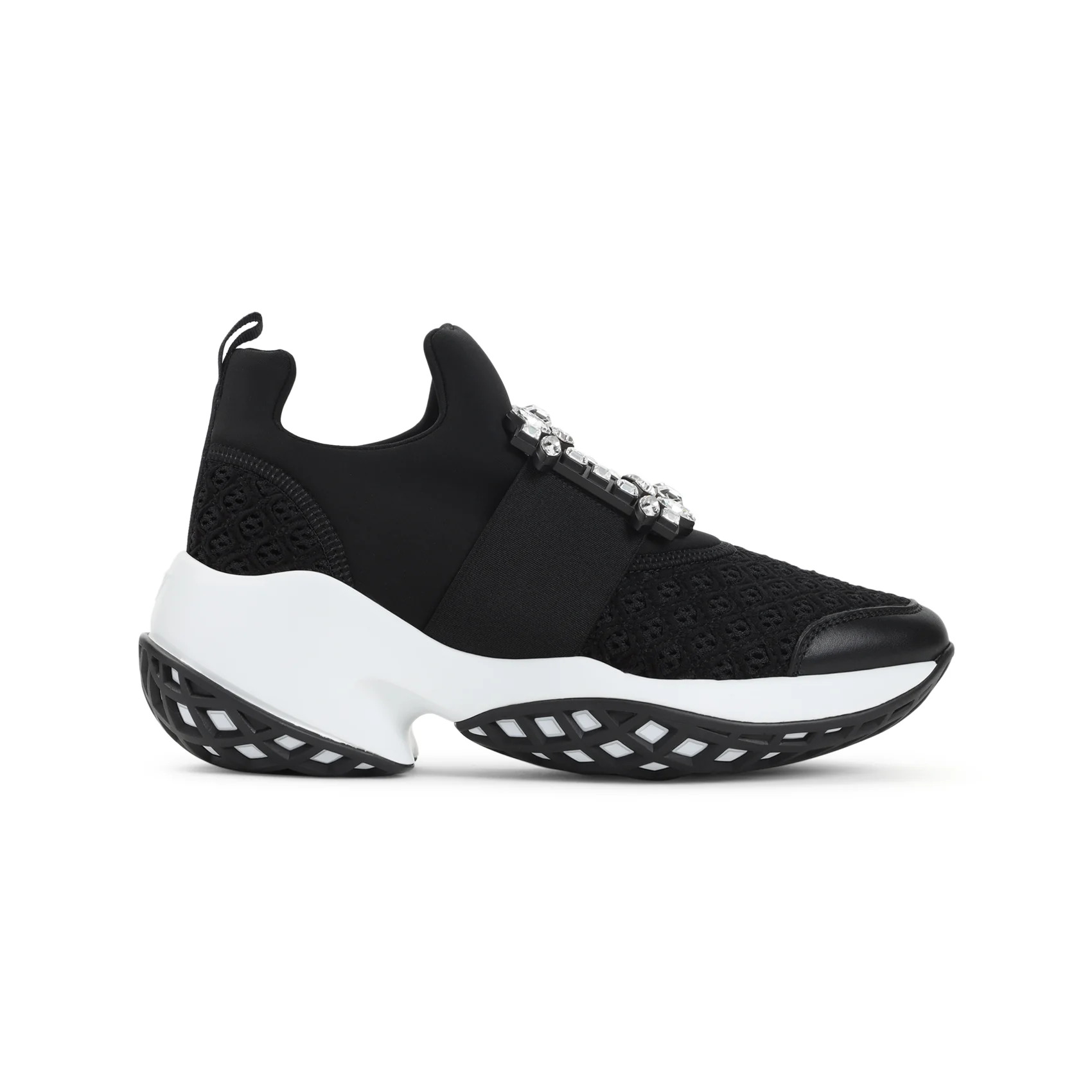 ROGER VIVIER Viv' Run Fabric Crystal Buckle Sneakers