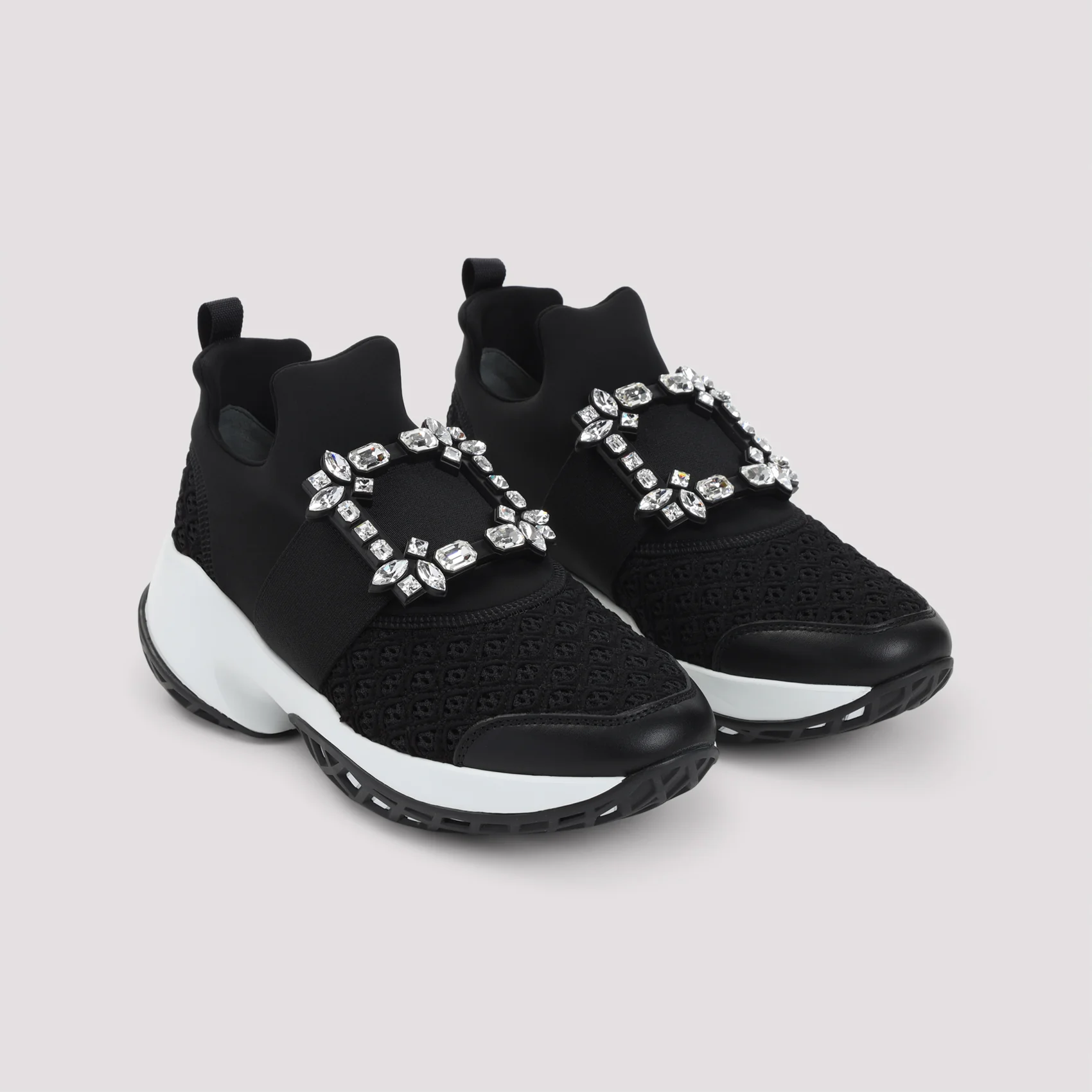 ROGER VIVIER Viv' Run Fabric Crystal Buckle Sneakers - Image 4