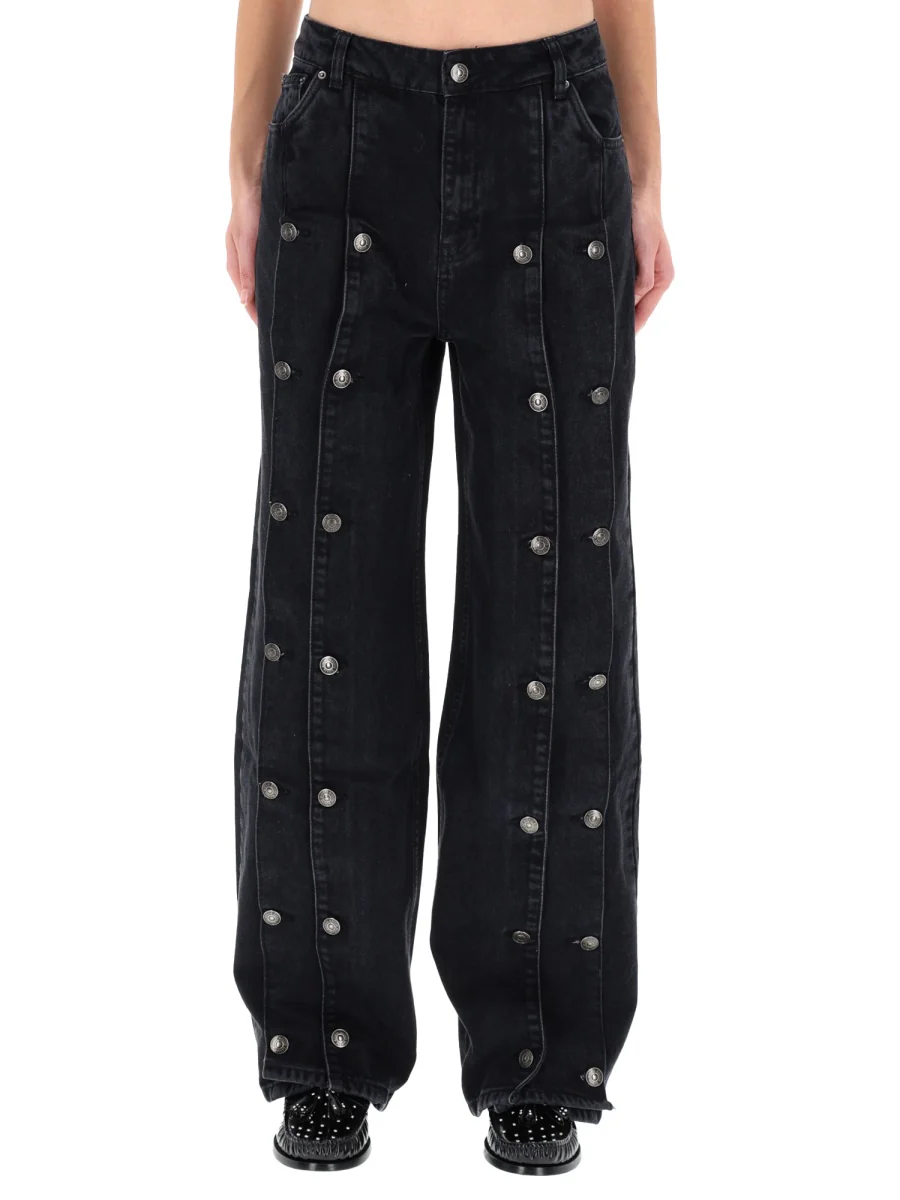 ROTATE BIRGER CHRISTENSEN Baggy Denim Jeans with Button Detail - Image 3
