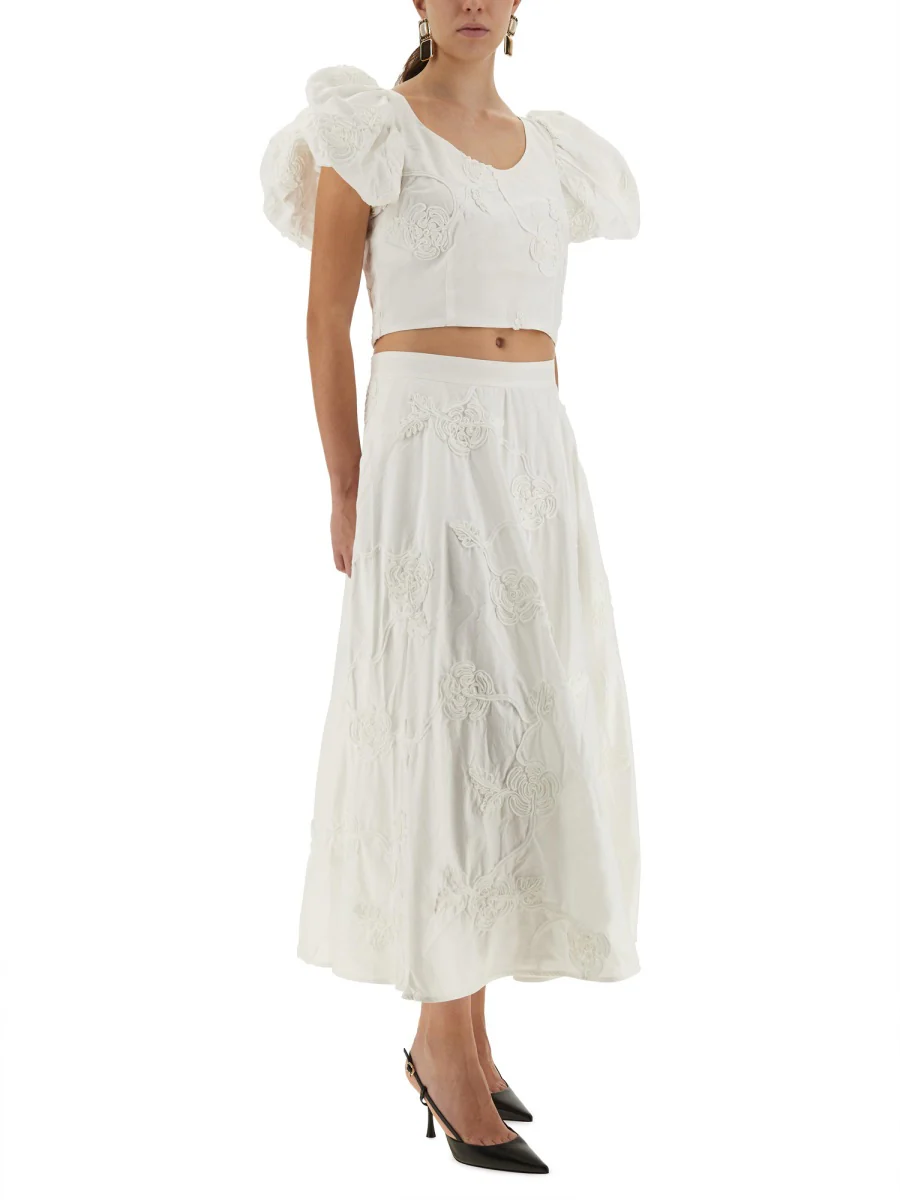 ROTATE BIRGER CHRISTENSEN Cotton Top with Puff Sleeves - Image 2