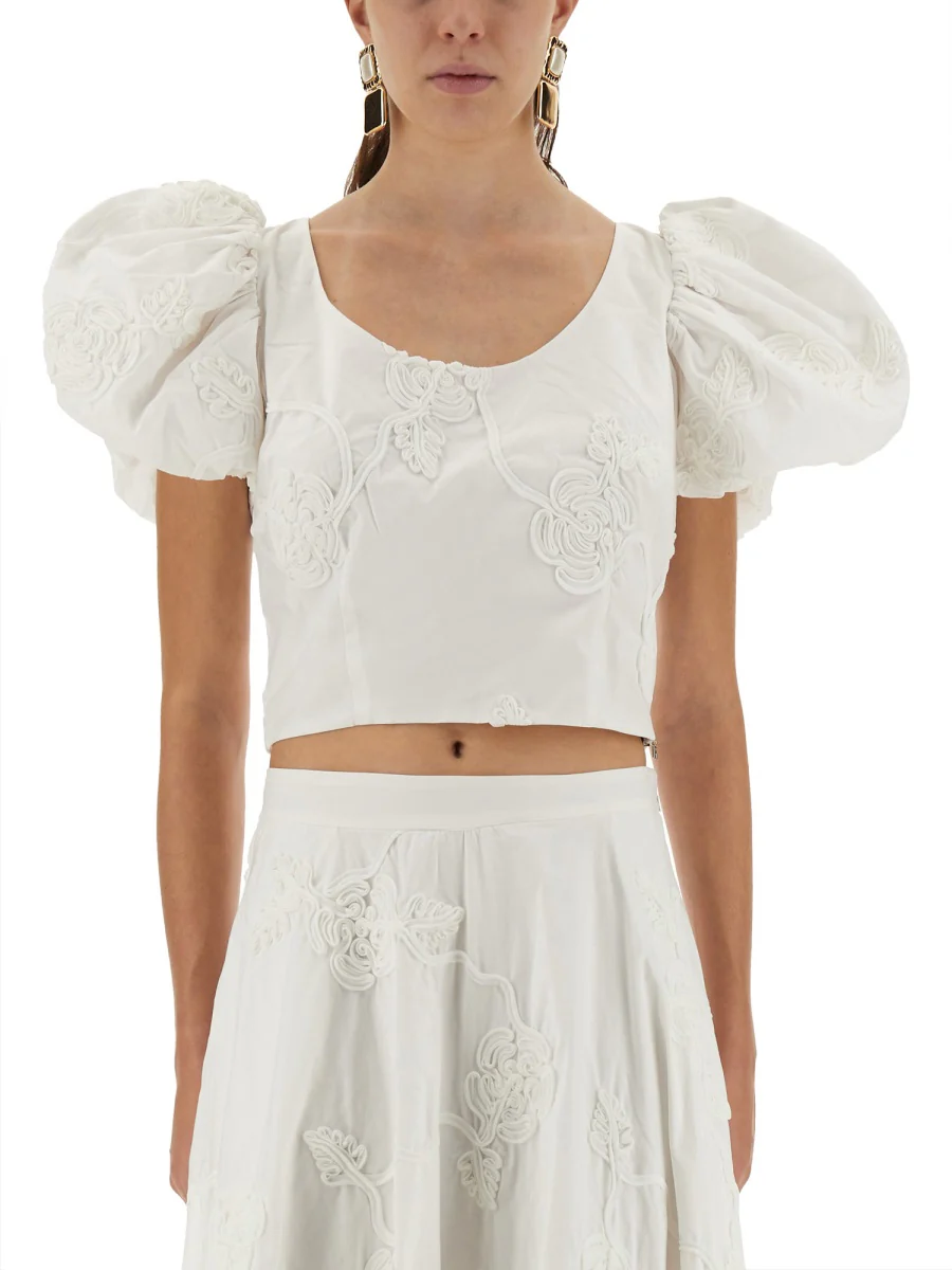 ROTATE BIRGER CHRISTENSEN Cotton Top with Puff Sleeves - Image 5