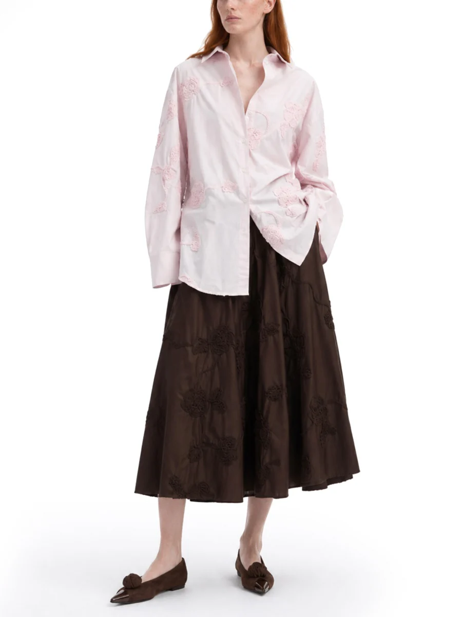 ROTATE BIRGER CHRISTENSEN Oversized Shirt with Floral Details - Image 2