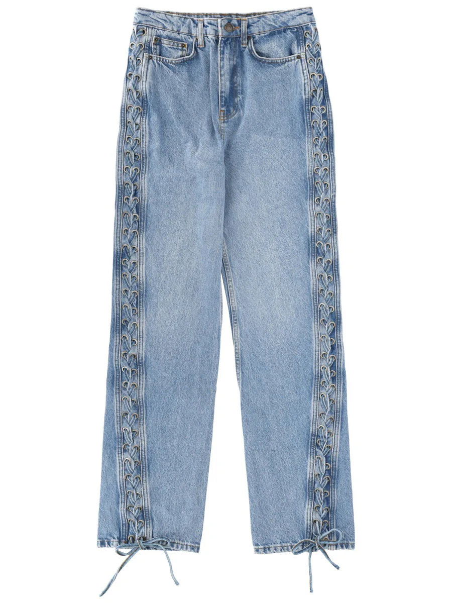 ROTATE BIRGER CHRISTENSEN Zebra-print Organic Denim High-rise Straight-leg Jeans