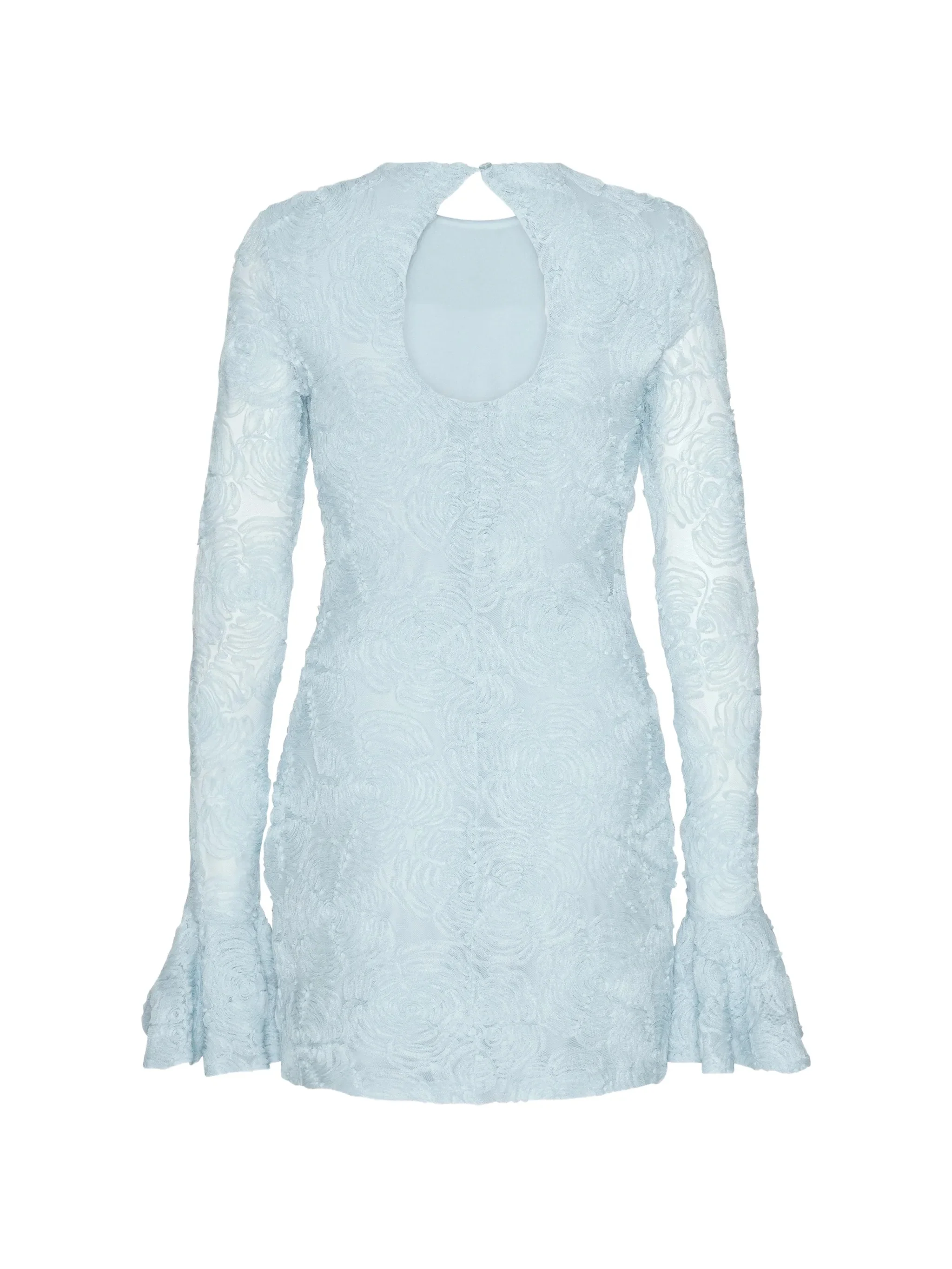 Rotate Fitted Mini Dress with Floral Pattern and Ruffled Cuffs - Size 34 - Image 2