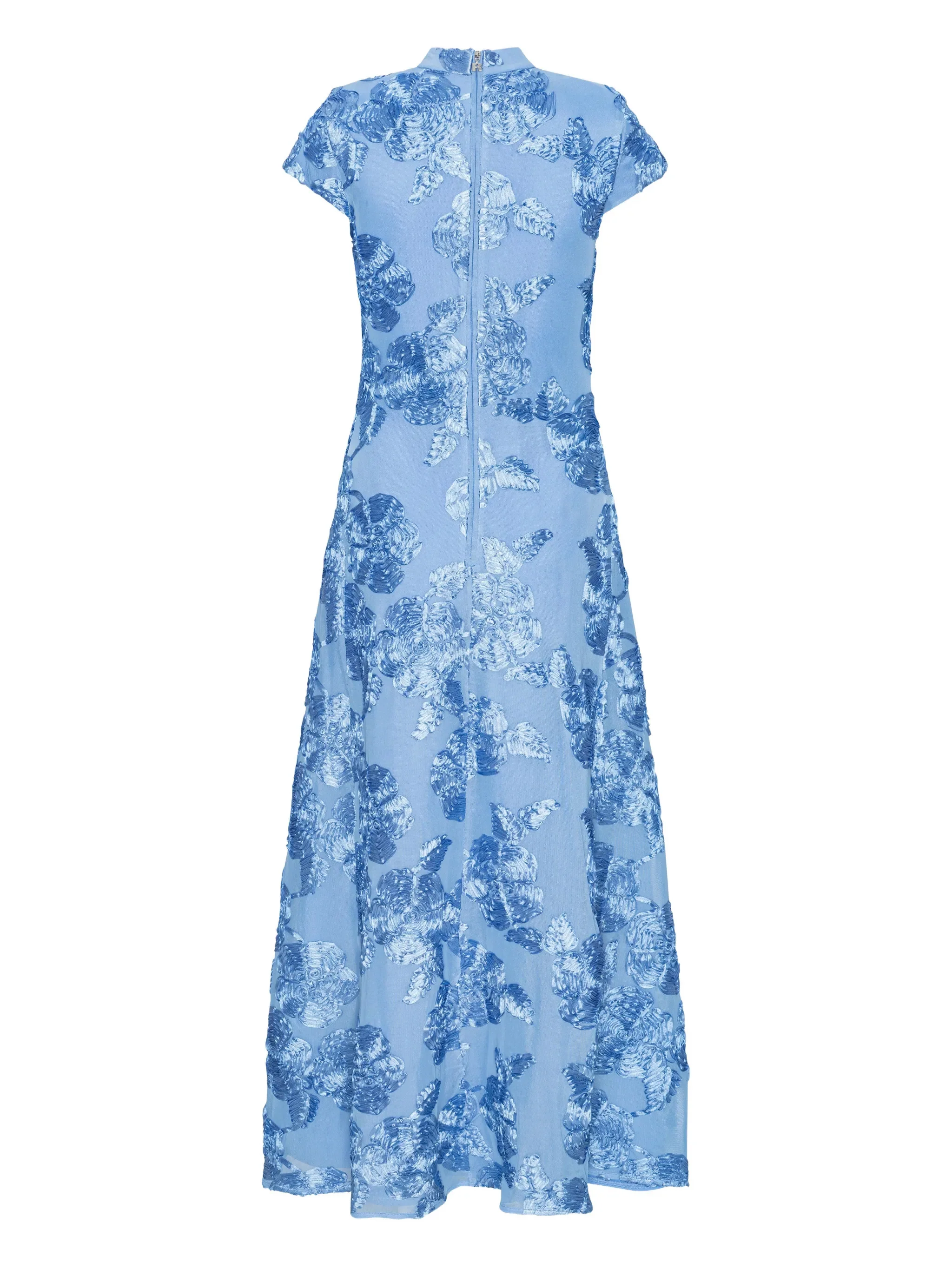 Rotate Floral Embroidered Mini Dress with Mock Neck and Zip Fastening - Image 2