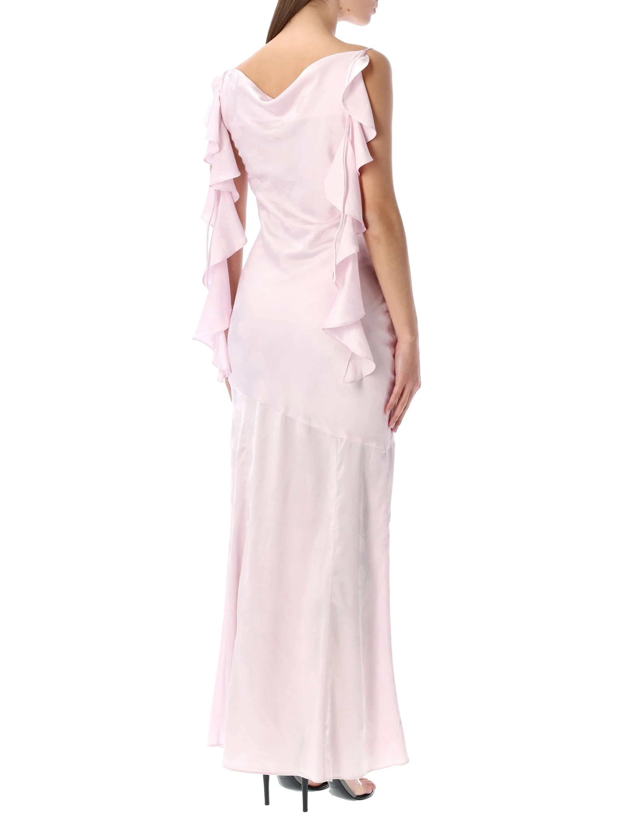 Rotate Floral Jacquard Maxi Dress with Front Slit and Cowl Neckline - Size 34 - Image 2