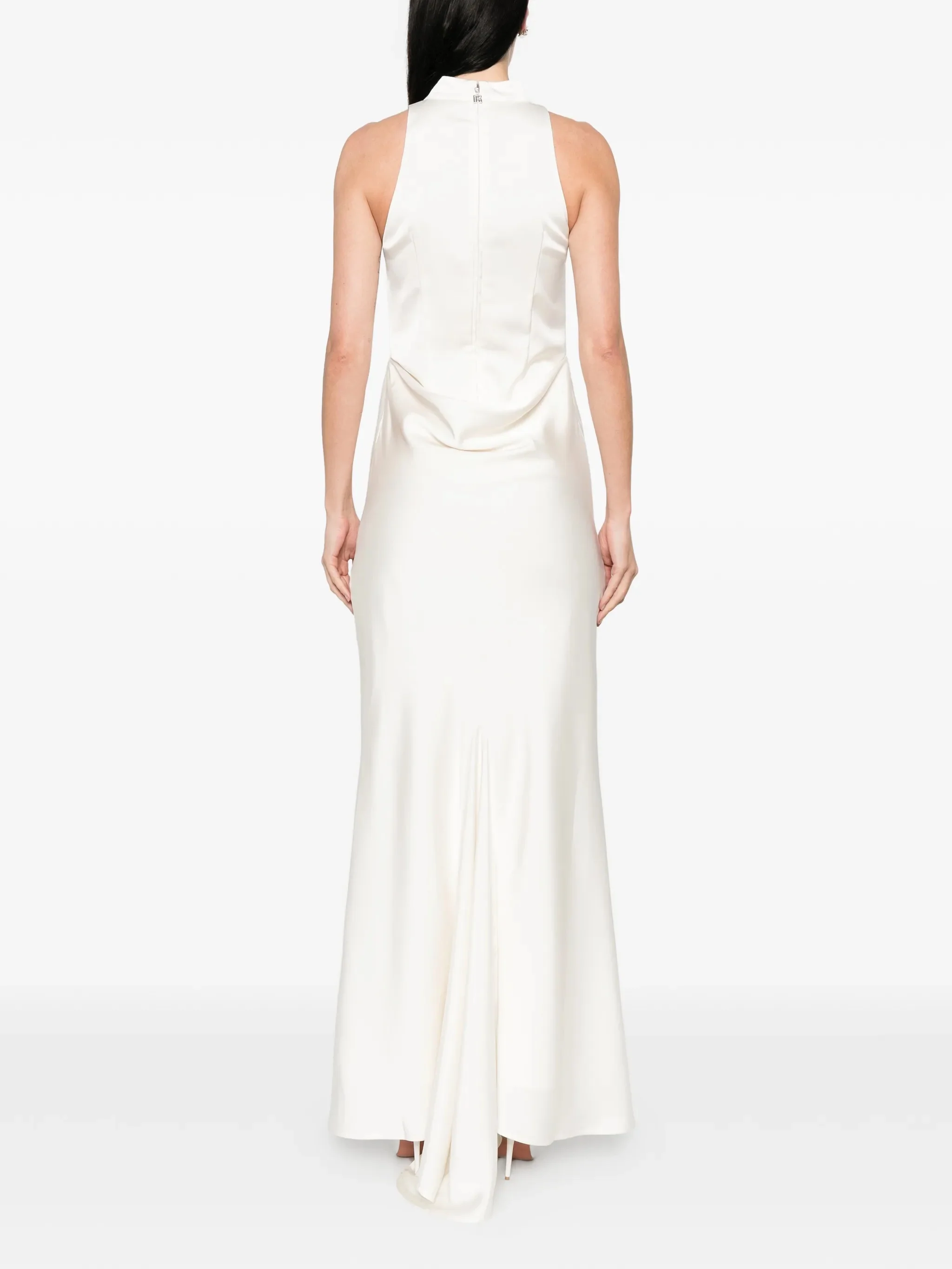 Rotate High-Neck Satin Dress with Train - Size 34 - Image 4