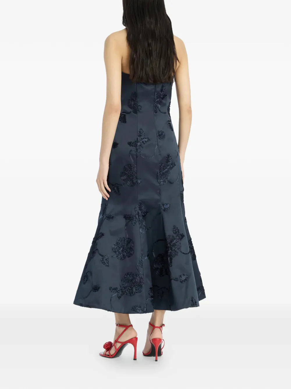 Rotate Mini Dress with 3D Floral Embellishment and Staneled Zip Fastening - Image 3