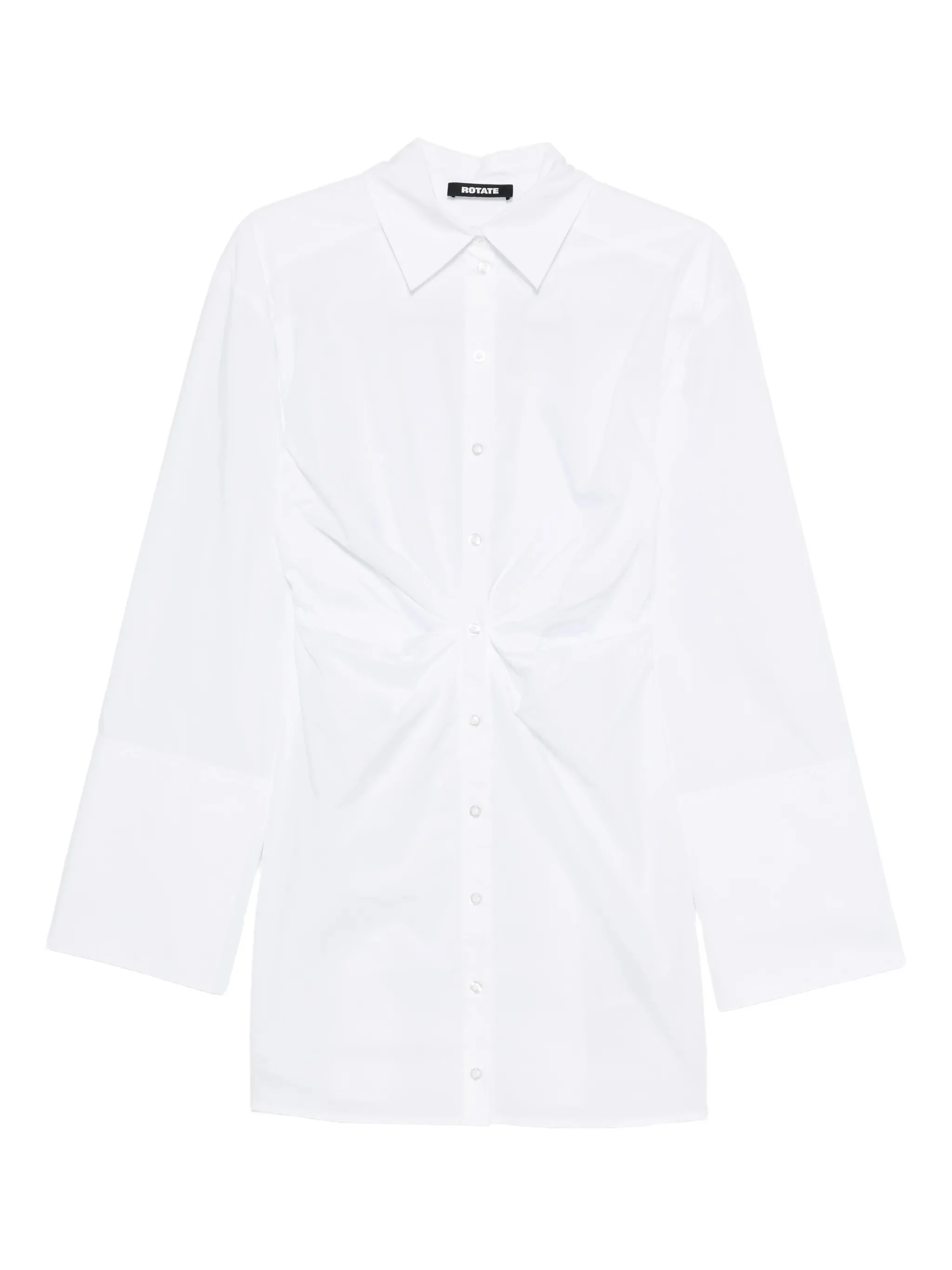 Rotate Mini Gathered Button-Up Dress with Long Sleeves