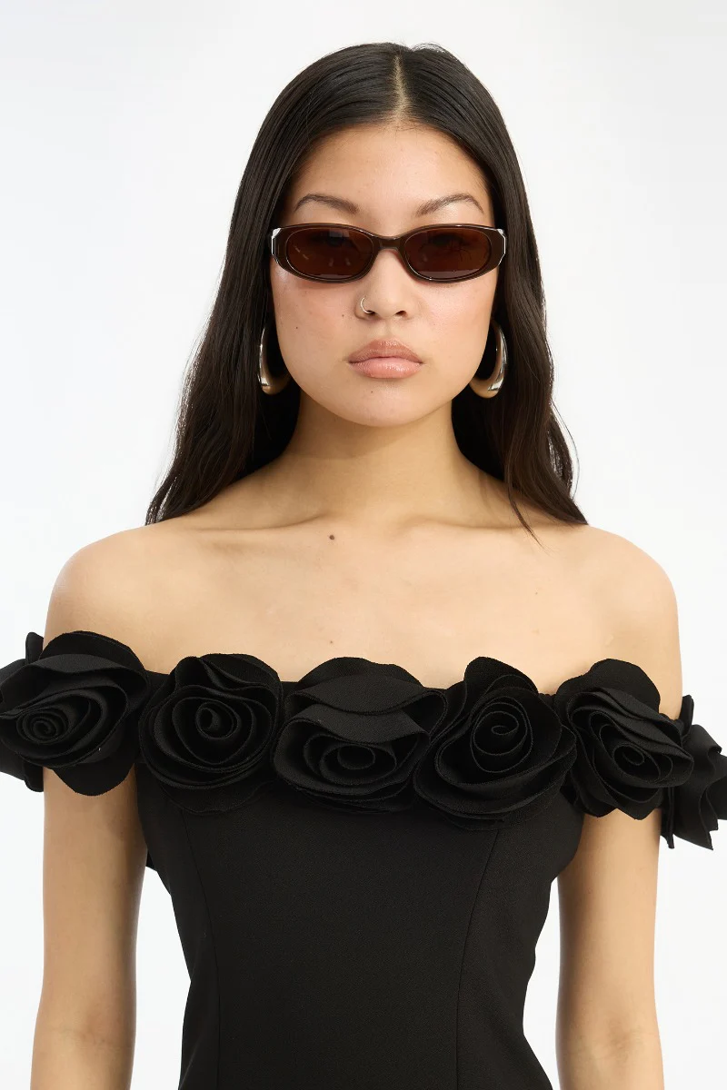 Rotate Oval Rectangular Frame Sunglasses with Contrast Lenses - Image 3