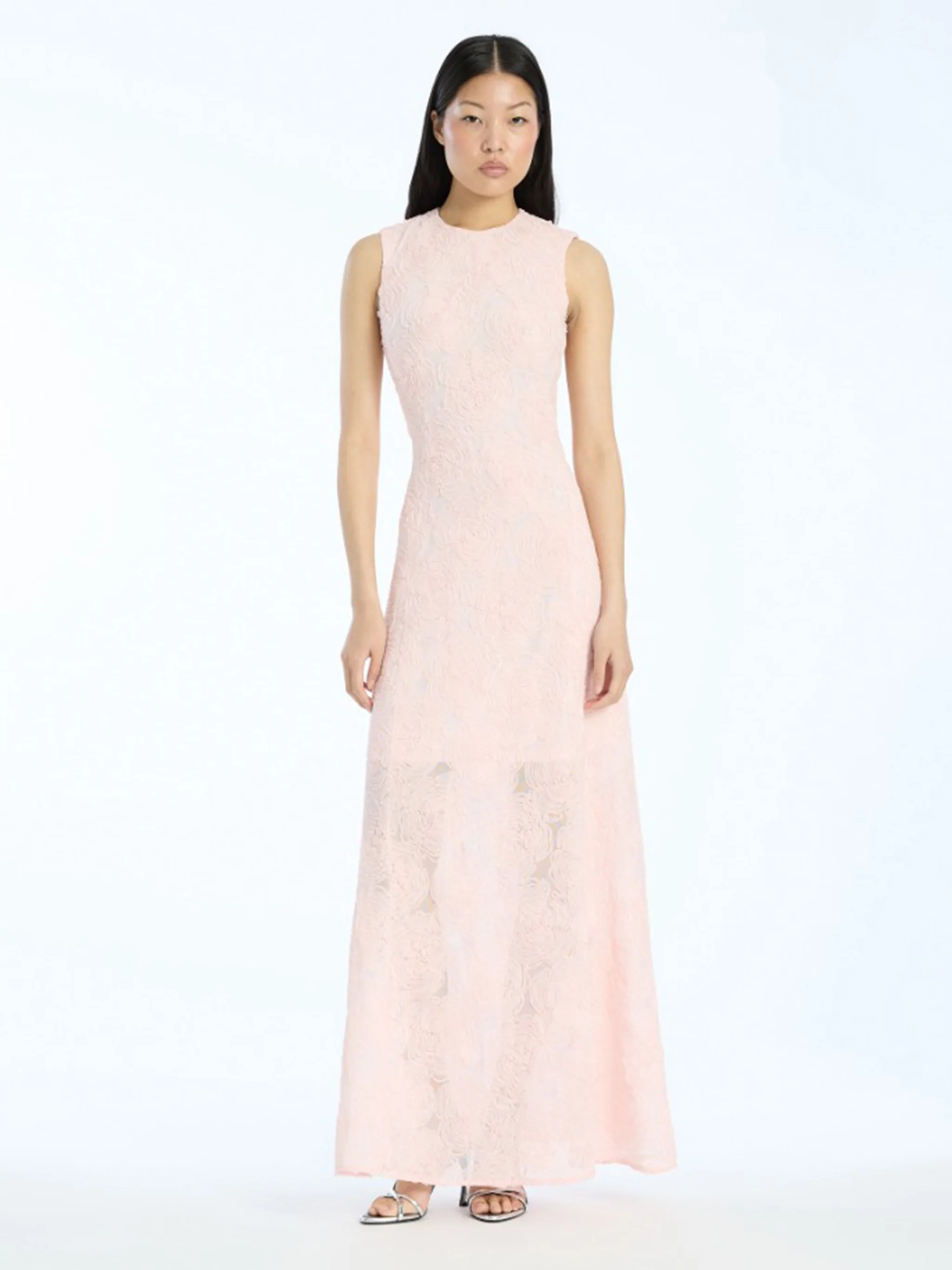 Rotate Textured Round Neck Zip Dress for Women - Image 2