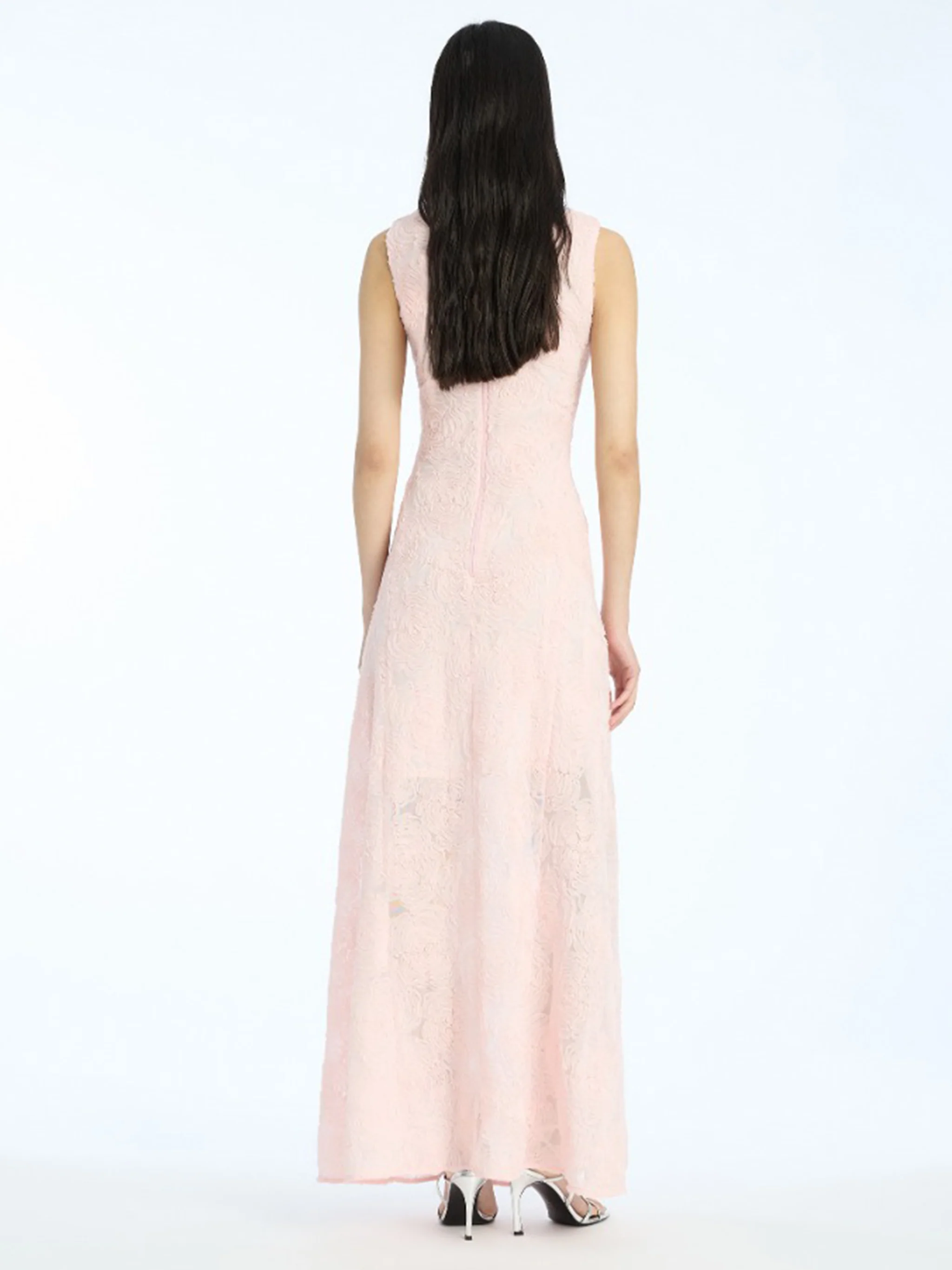 Rotate Textured Round Neck Zip Dress for Women - Image 5