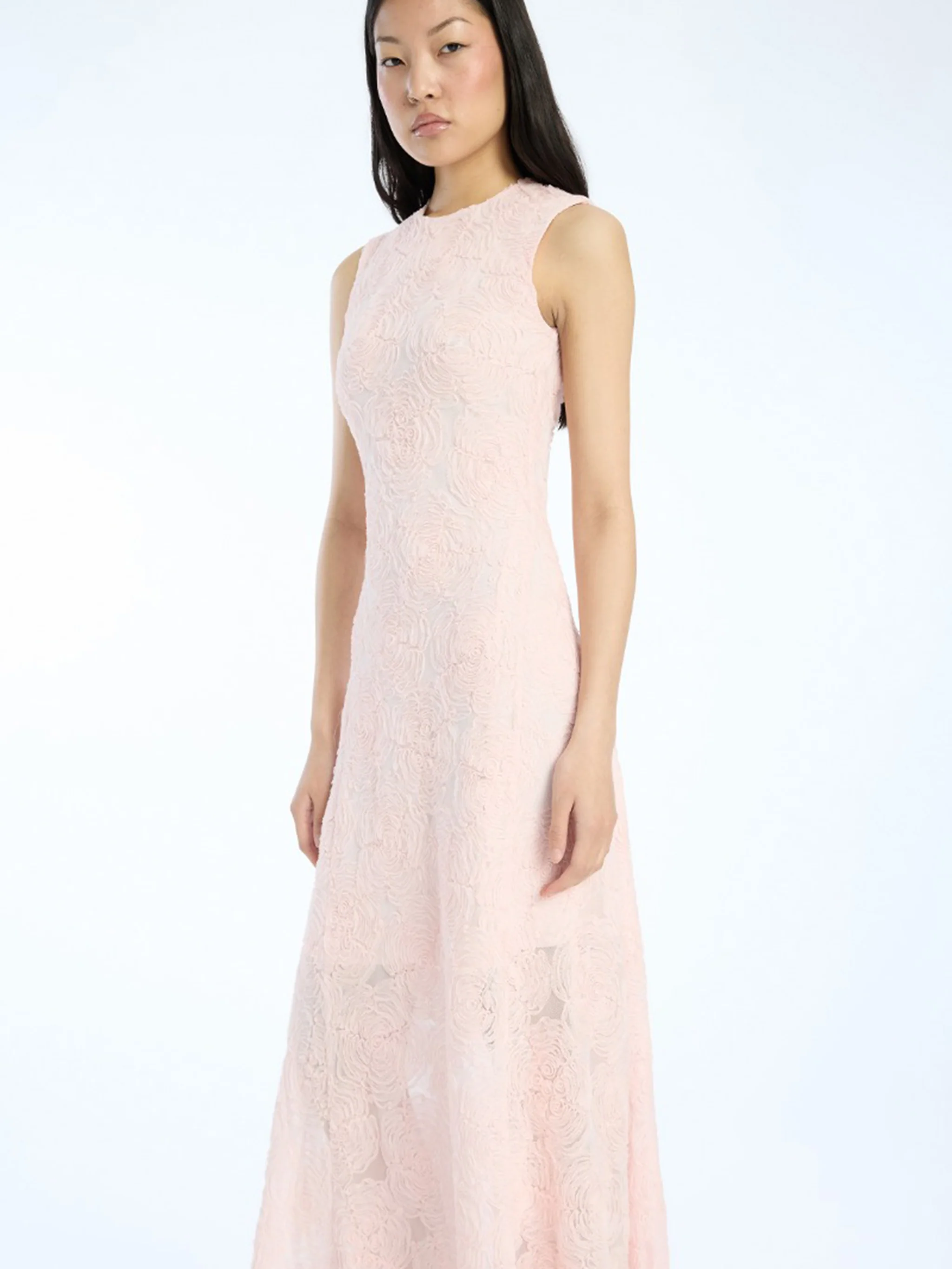 Rotate Textured Round Neck Zip Dress for Women - Image 6