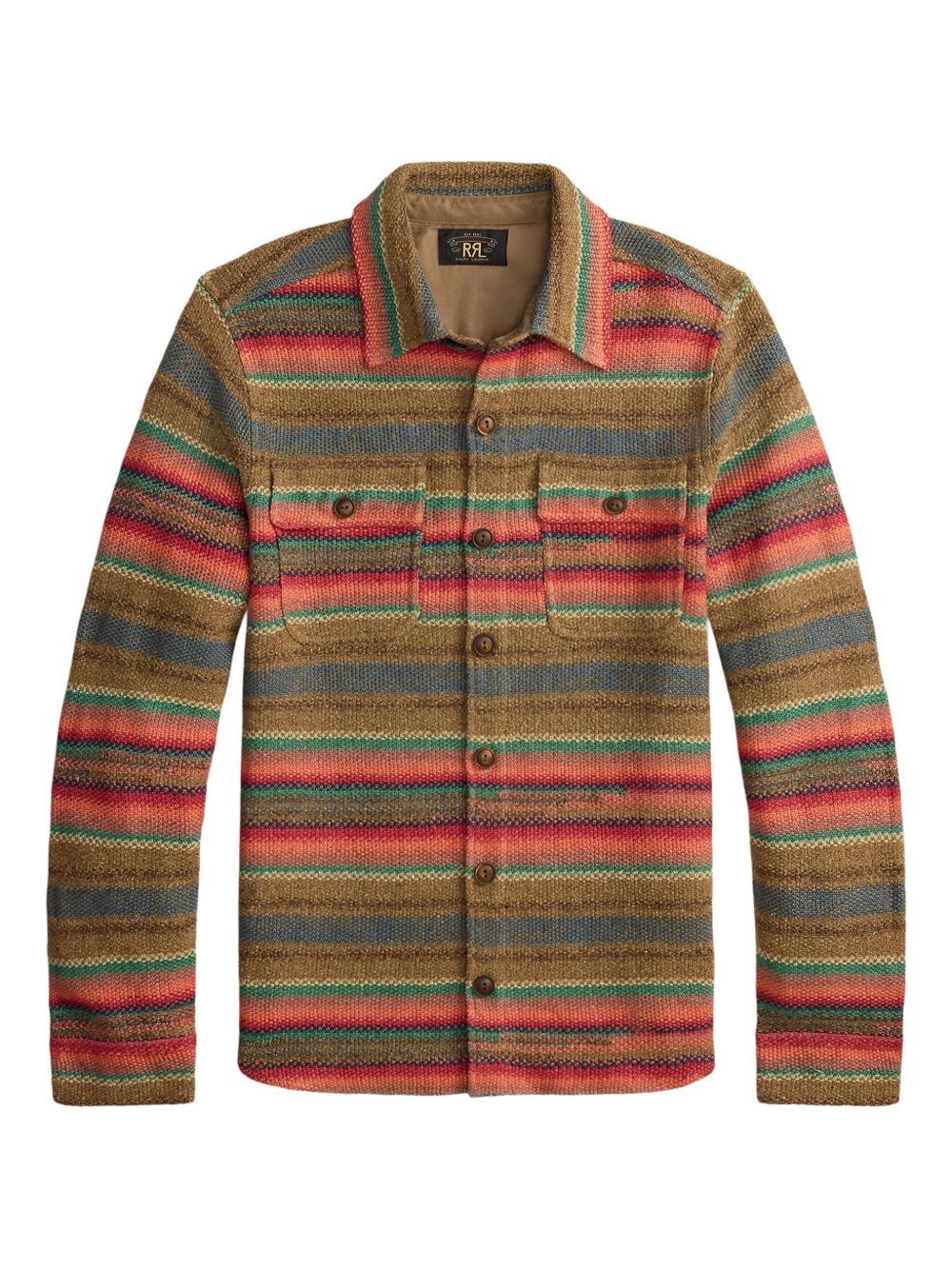 Rrl Striped Button-Fastening Chest Pocket Shirt with Long Sleeves for Men