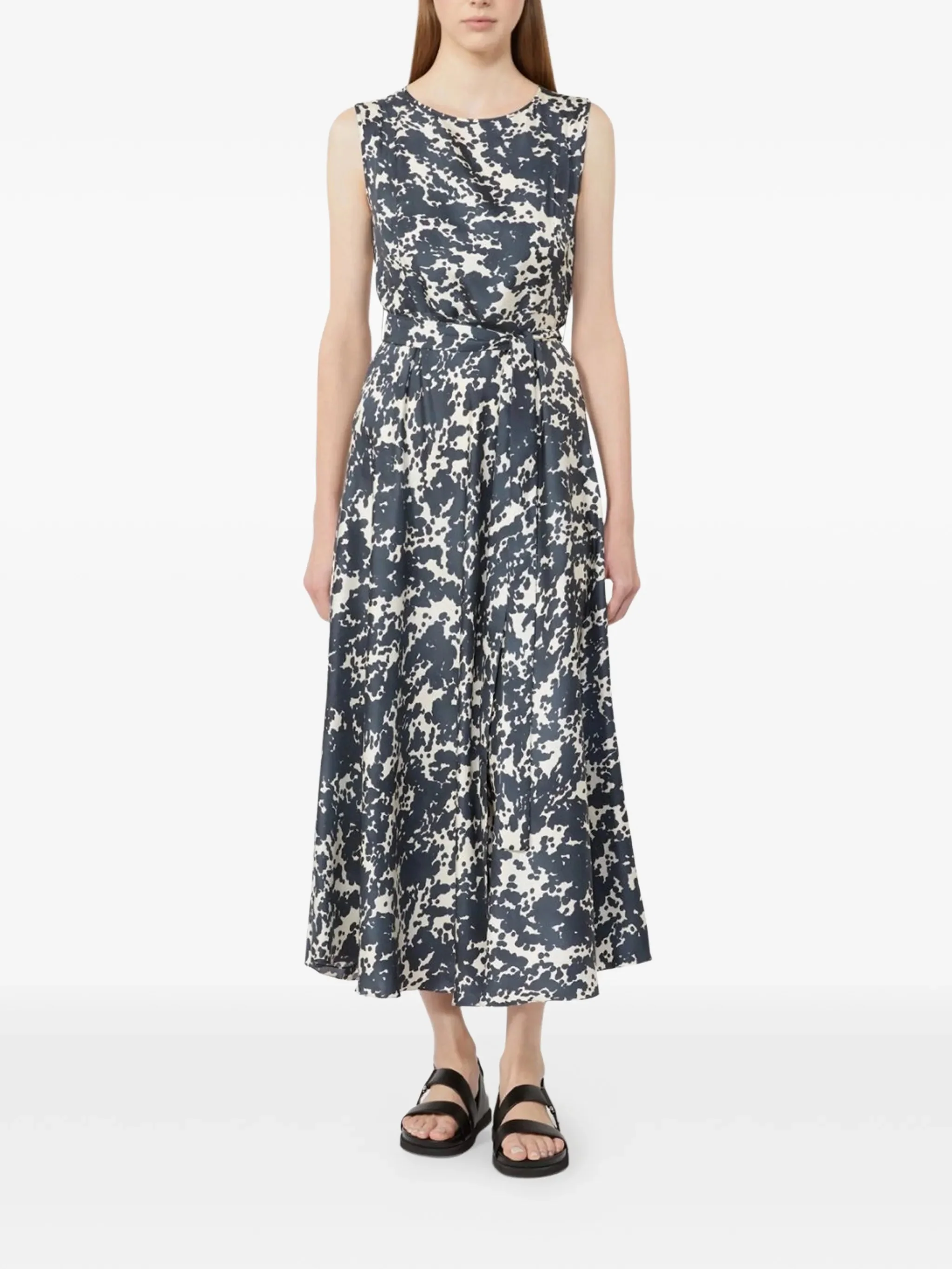 's Max Mara Fitted Silk Twill Dress with Belt - Size 40 - Image 2