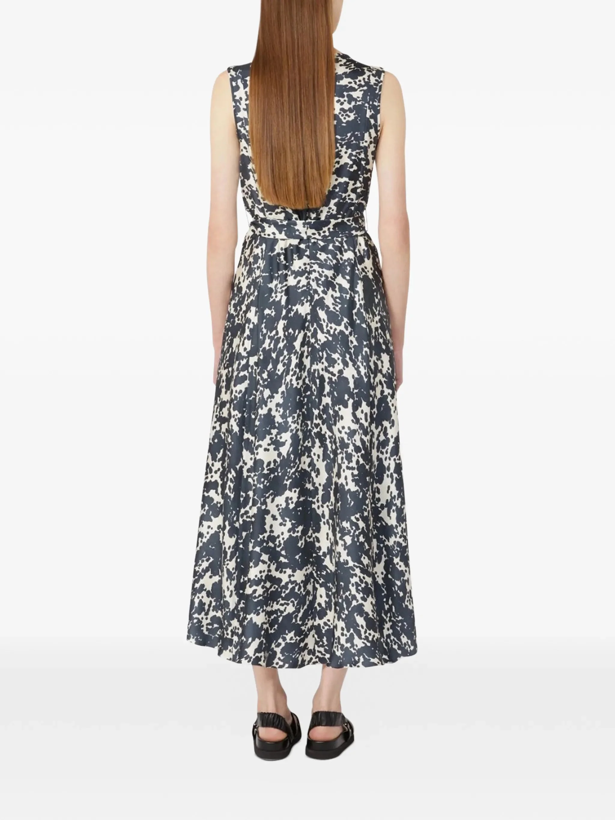 's Max Mara Fitted Silk Twill Dress with Belt - Size 40 - Image 3