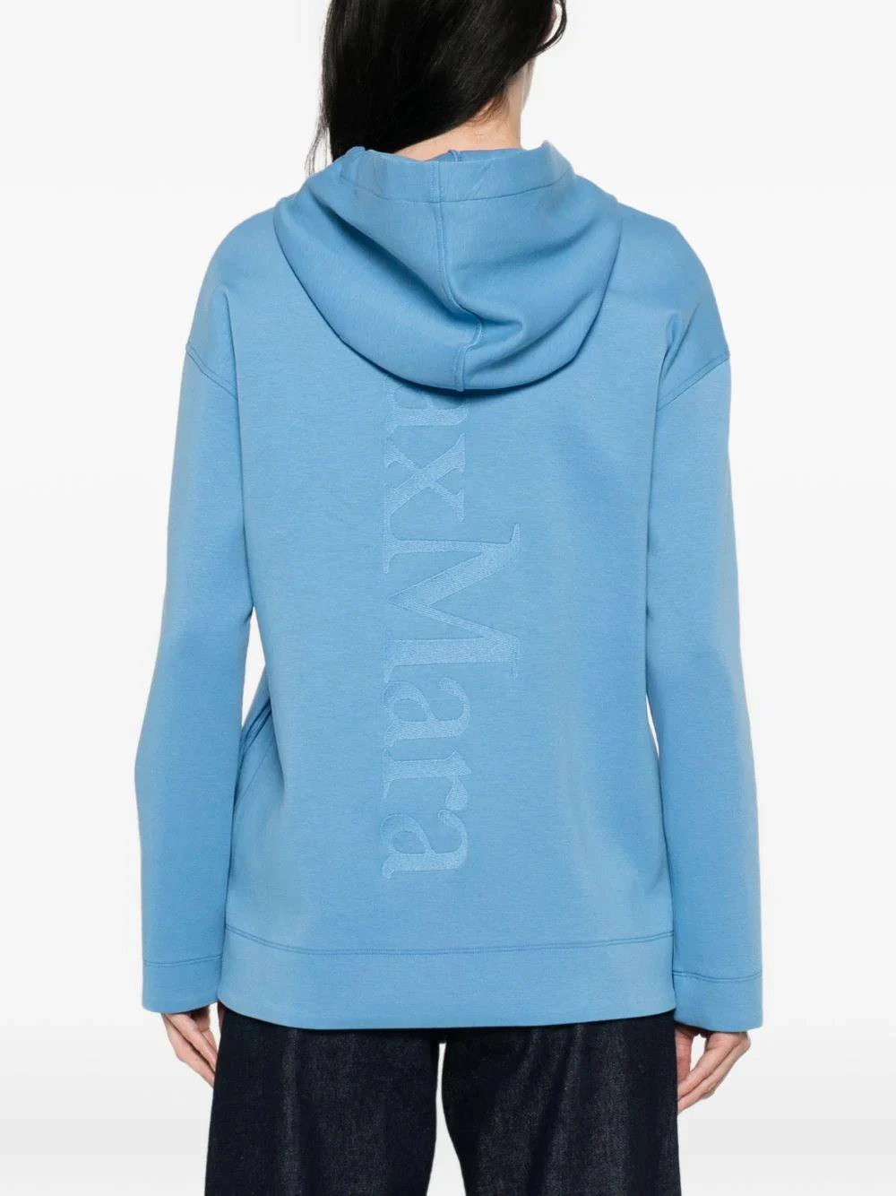 's Max Mara Full-Zip Scuba Sweater with Drawstring Hood for Women - Image 4