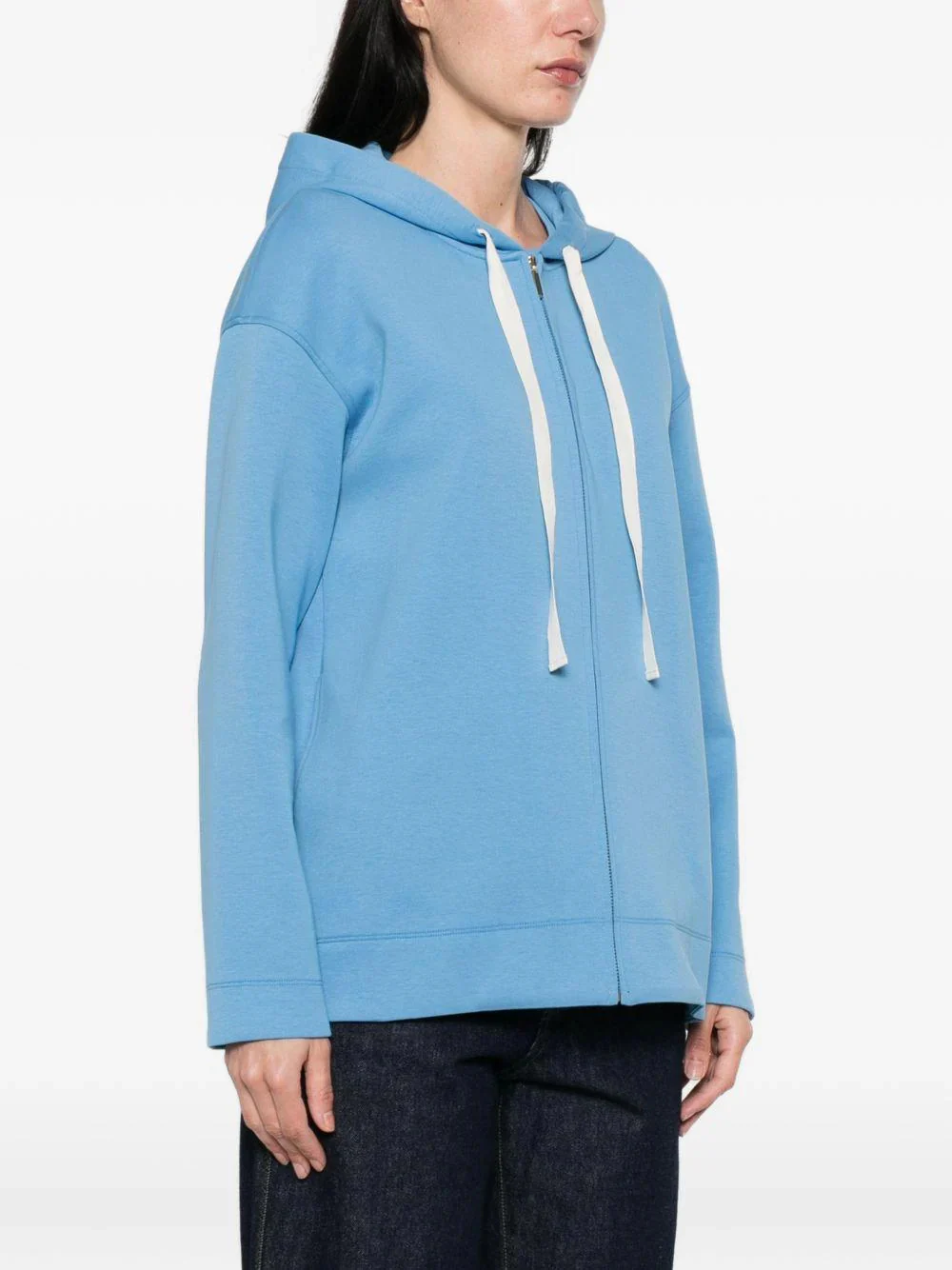 's Max Mara Full-Zip Scuba Sweater with Drawstring Hood for Women - Image 5