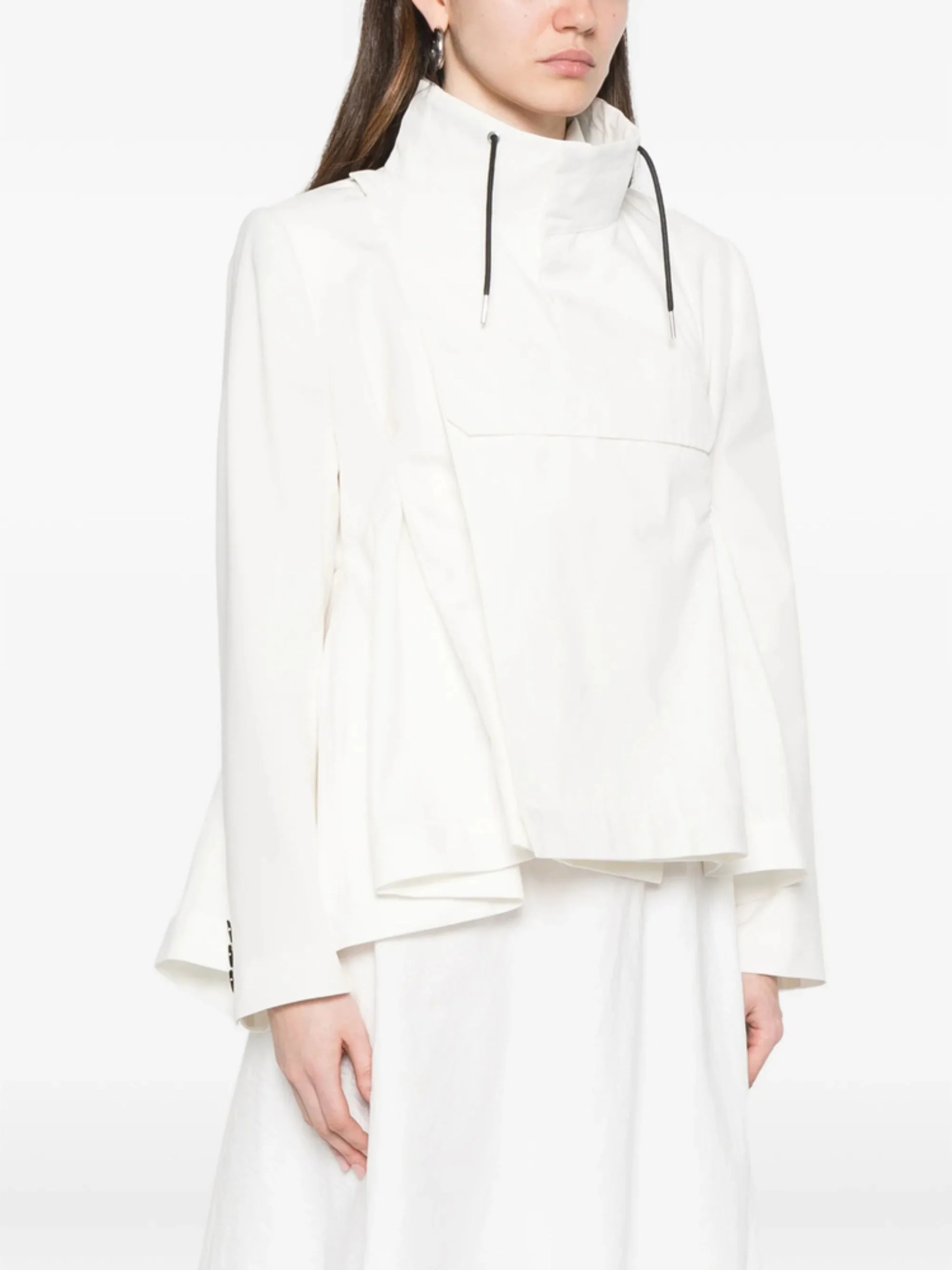 Sacai High Drawstring Collar Asymmetrical Jacket for Women - Image 2