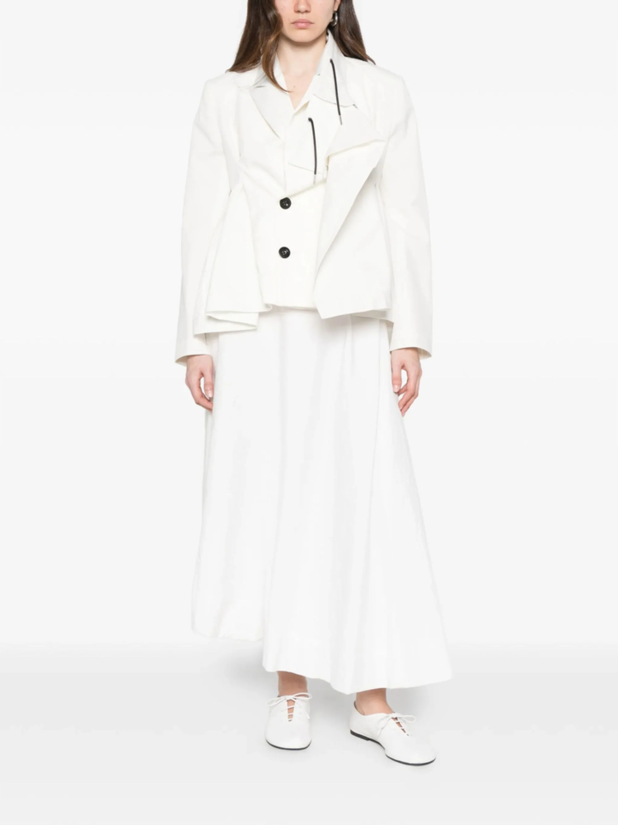 Sacai High Drawstring Collar Asymmetrical Jacket for Women - Image 3