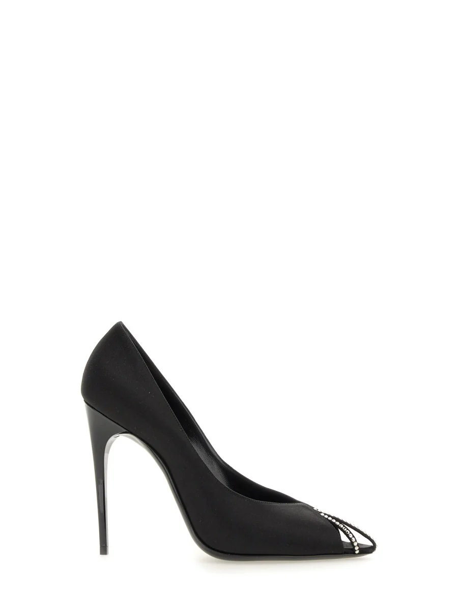 SAINT LAURENT 115mm Crystal-embellished Satin Pumps