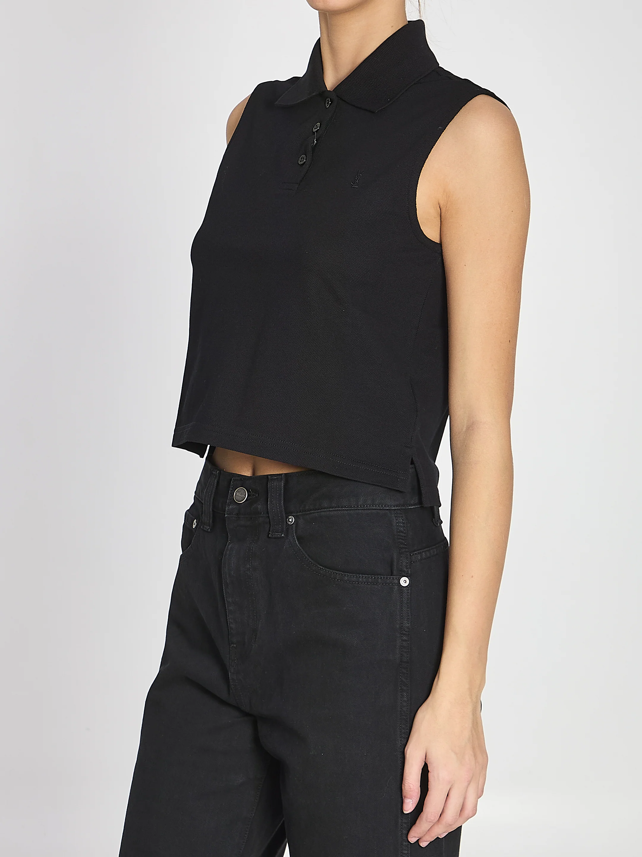 SAINT LAURENT CASSANDRE Polo Shirt in Piqué - Image 2