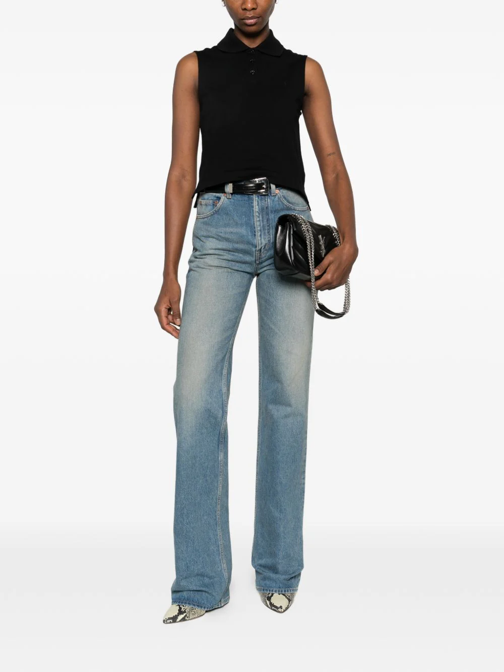 SAINT LAURENT CASSANDRE Polo Shirt in Piqué - Image 5