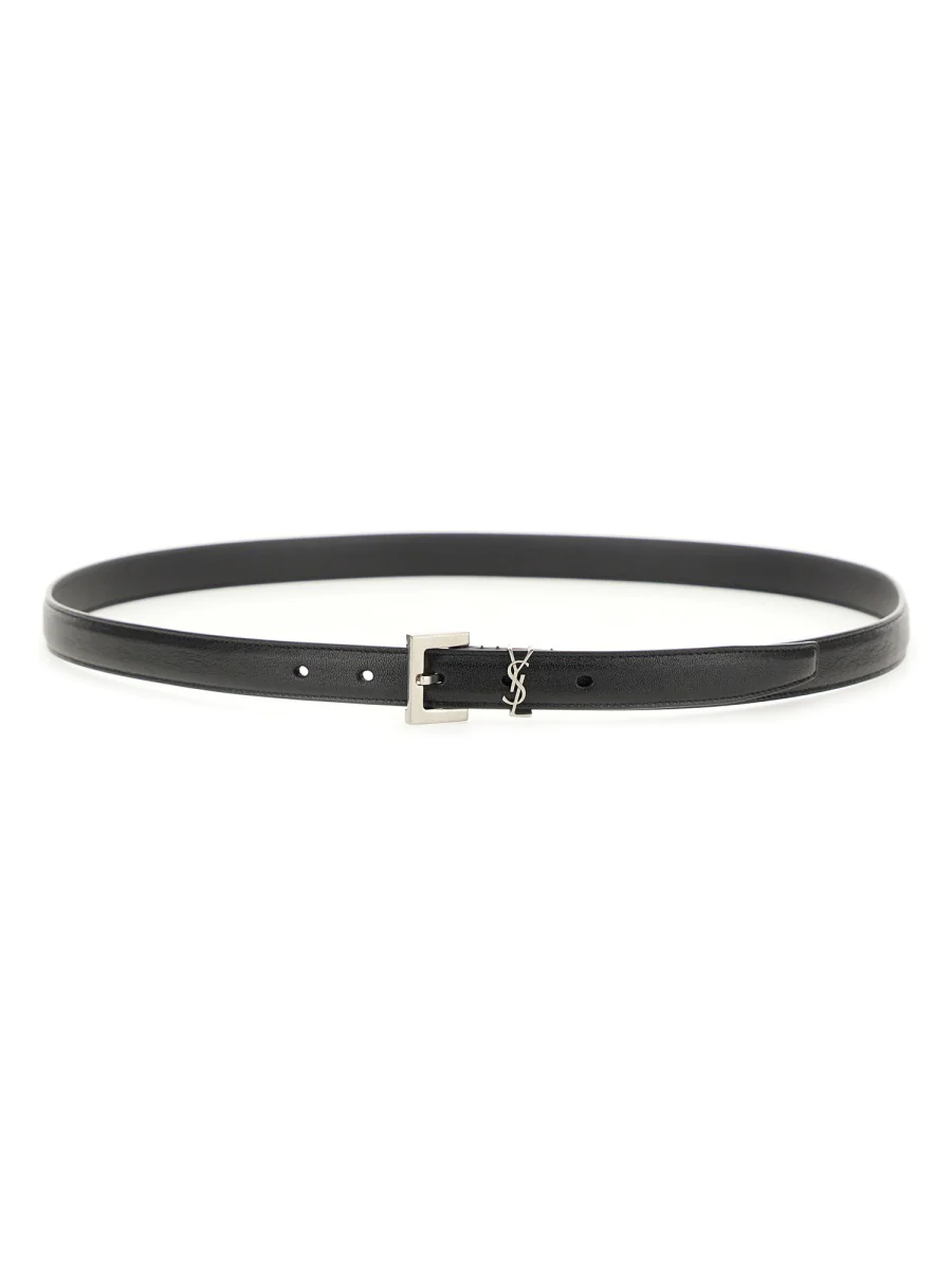 SAINT LAURENT Cassandre Thin Belt in Smooth Leather - Image 4