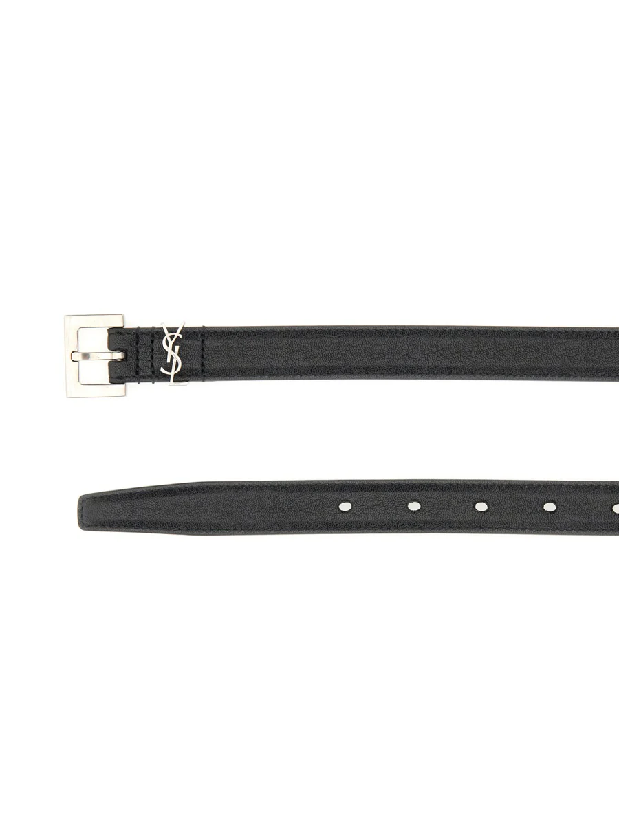 SAINT LAURENT Cassandre Thin Belt in Smooth Leather - Image 5
