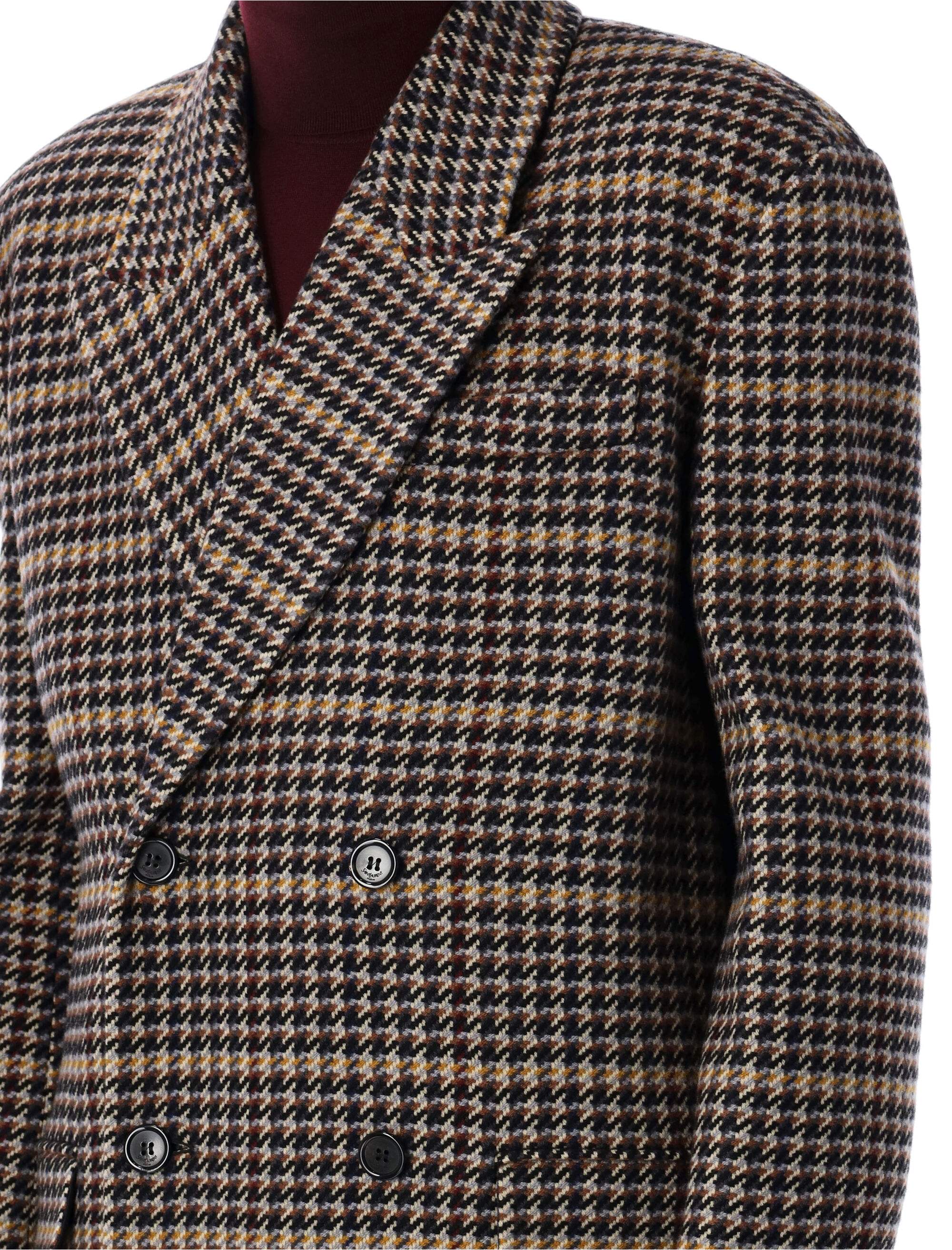 Saint Laurent Checked Wool Long Coat - Image 3