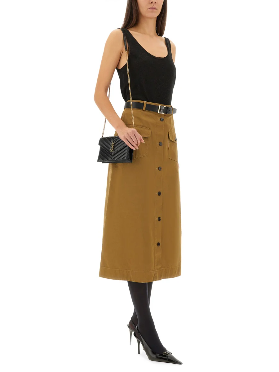 SAINT LAURENT Cotton Serge Midi Skirt - Image 7