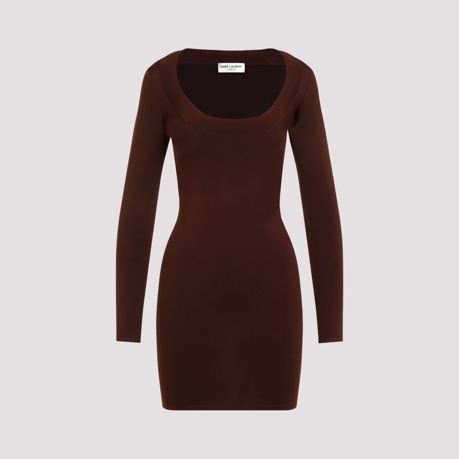 Saint Laurent Décolleté Long-Sleeved Knitted Dress - Image 3