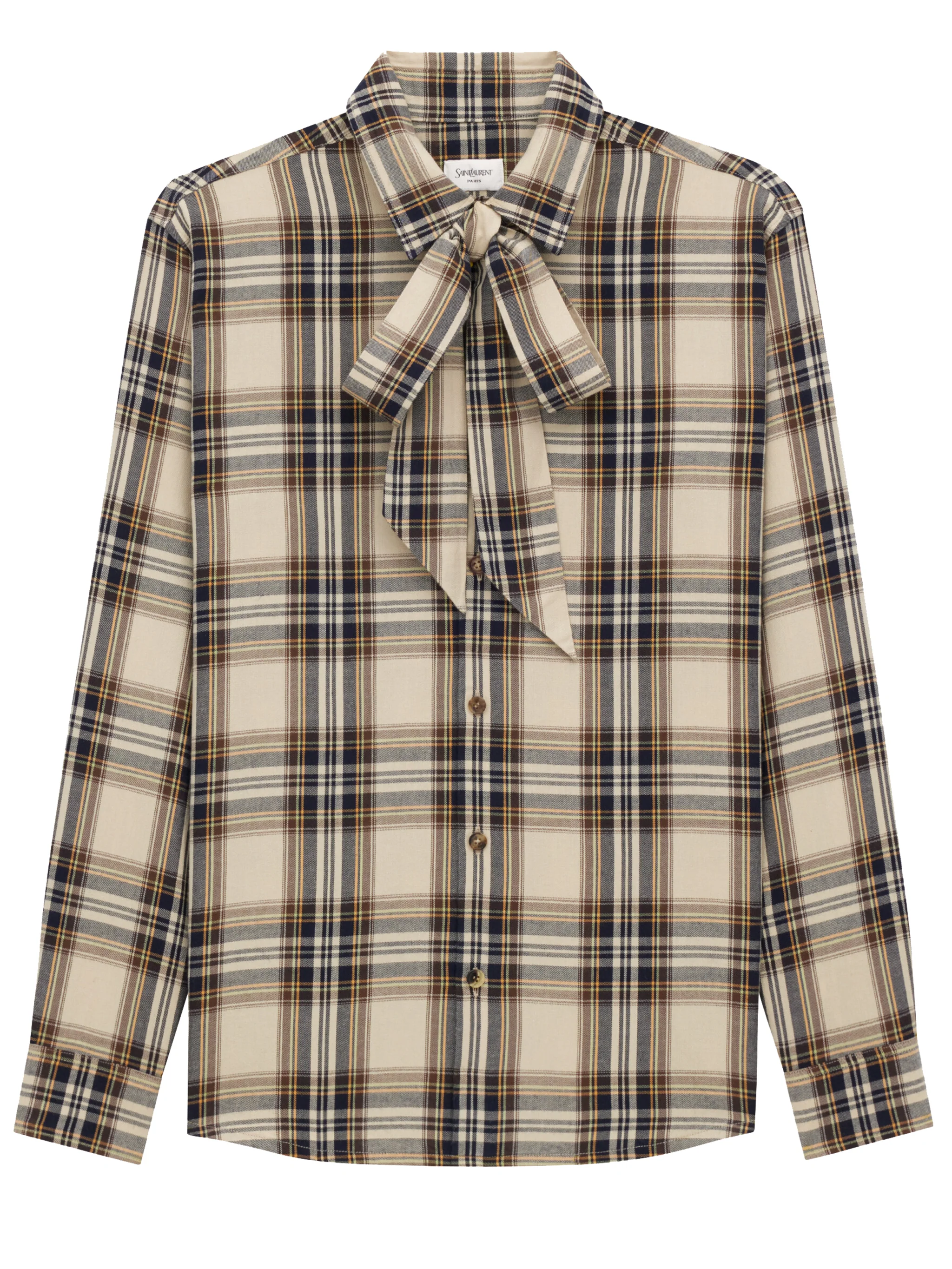 Saint Laurent Front Button Closure Shirt with Bow and Curved Hem - Size S
