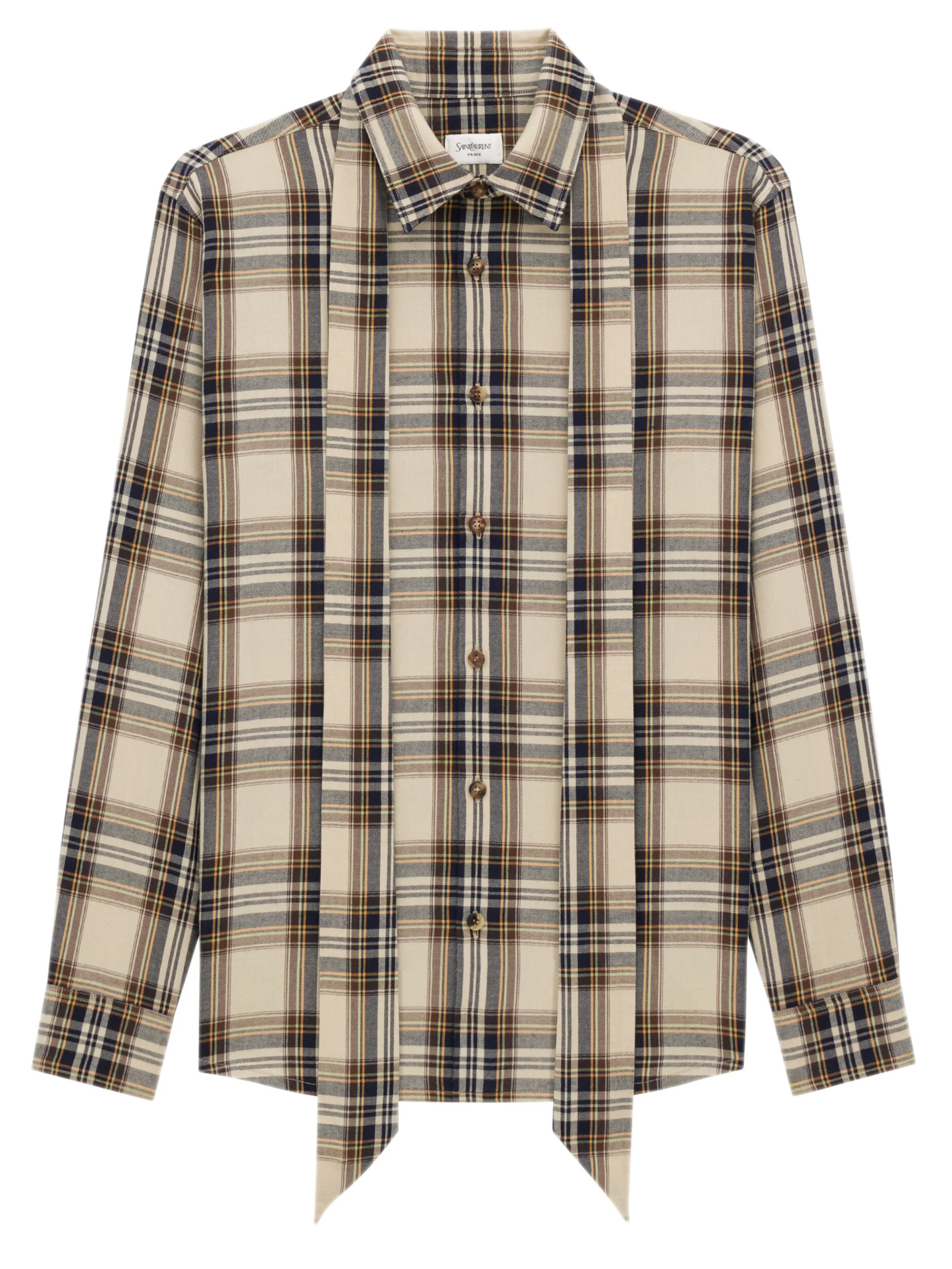 Saint Laurent Front Button Closure Shirt with Bow and Curved Hem - Size S - Image 3