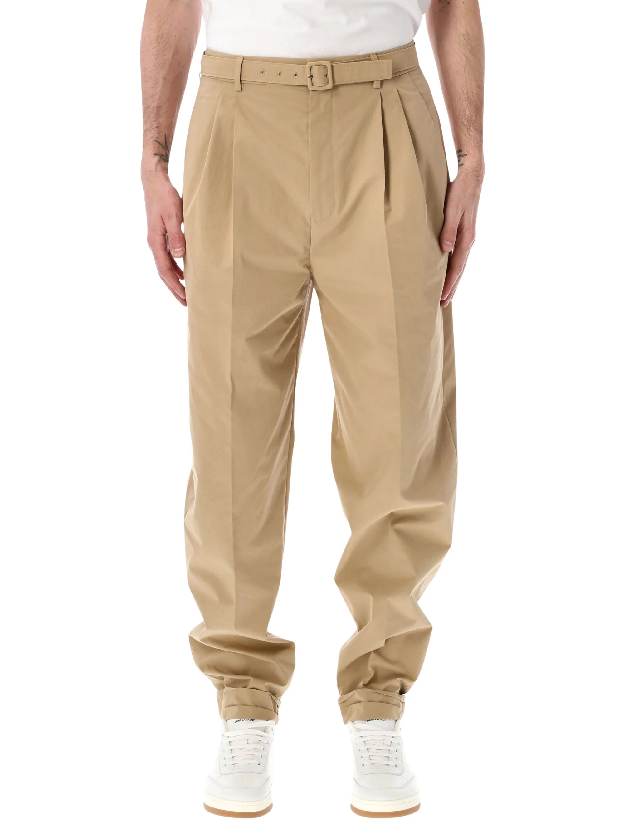 Saint Laurent High-Waisted Slim-Fit Carrot Leg Trousers - Size 48