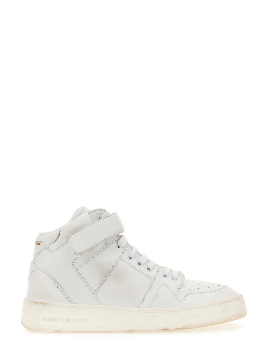 SAINT LAURENT LAX LEATHER DÉLAVÉ EFFECT SNEAKERS