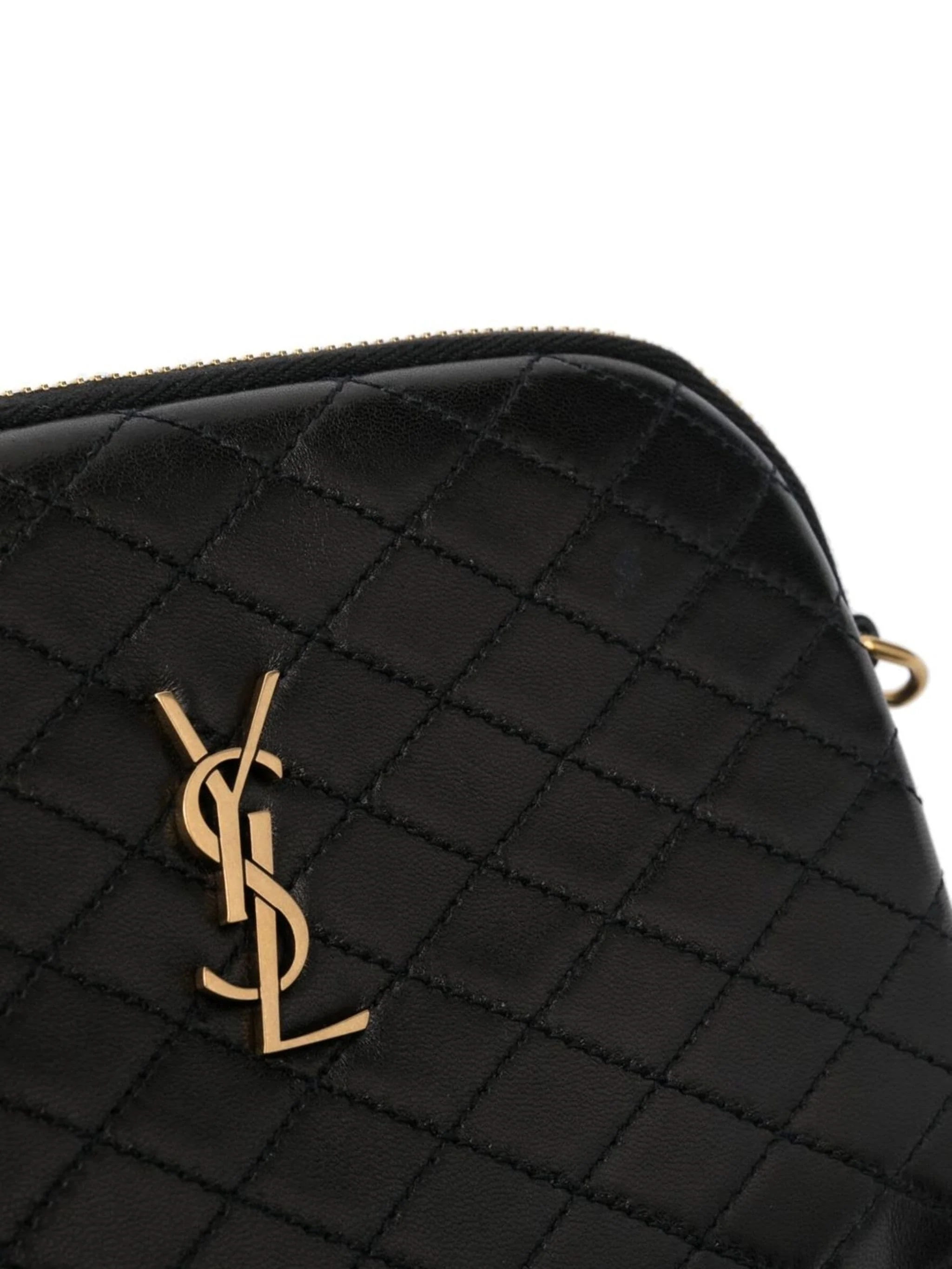 Saint Laurent Mini Leather Crossbody Bag with Adjustable Strap - Height 13 cm, Width 18 cm - Image 4