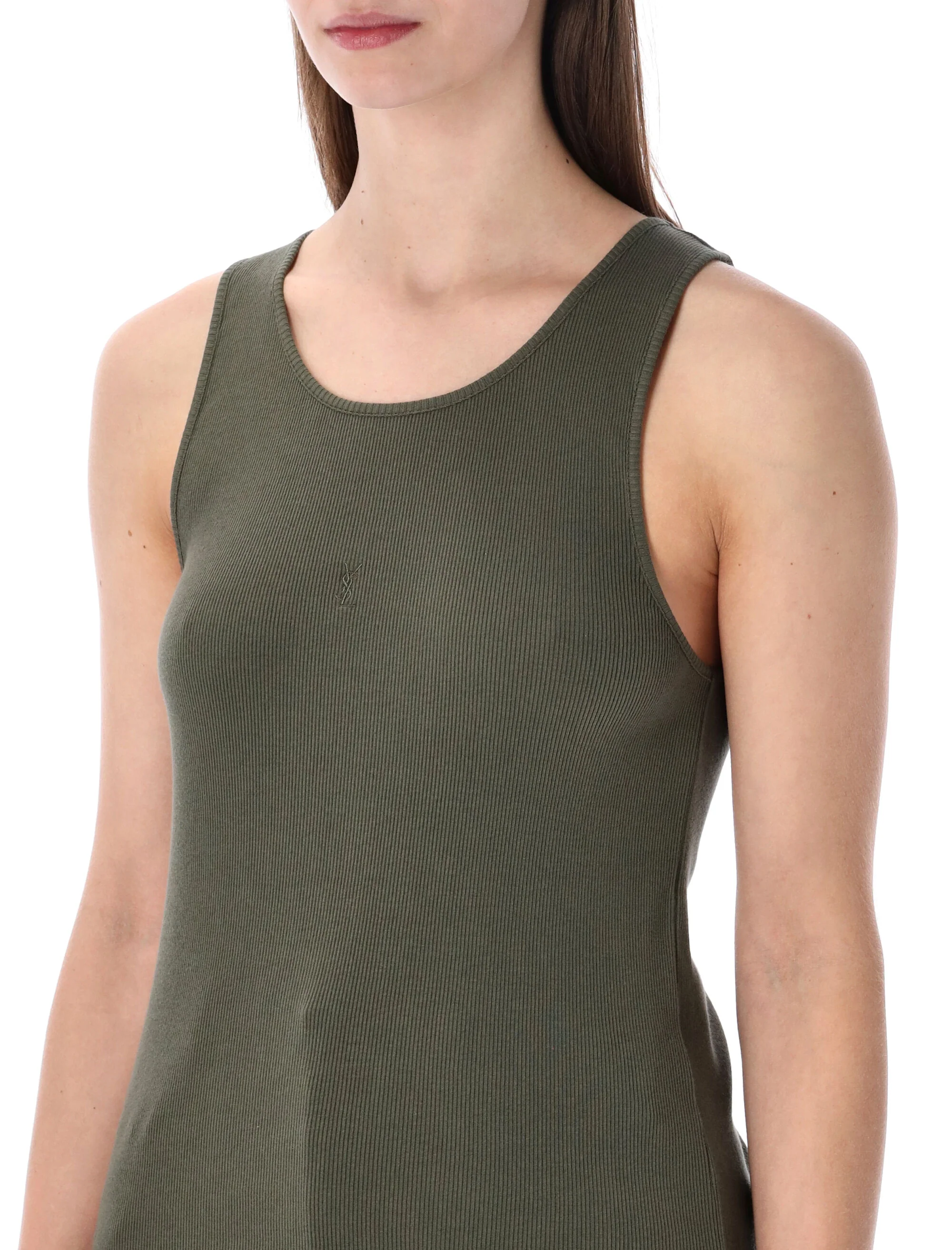 Saint Laurent Minimalist Sleeveless Ribbed Tank Top - Image 3