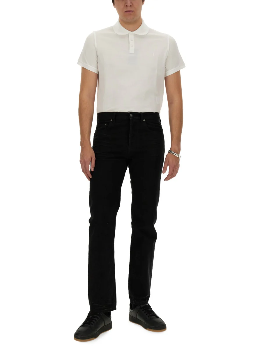 SAINT LAURENT Monogram Polo Shirt in Cotton Piqué - Image 2
