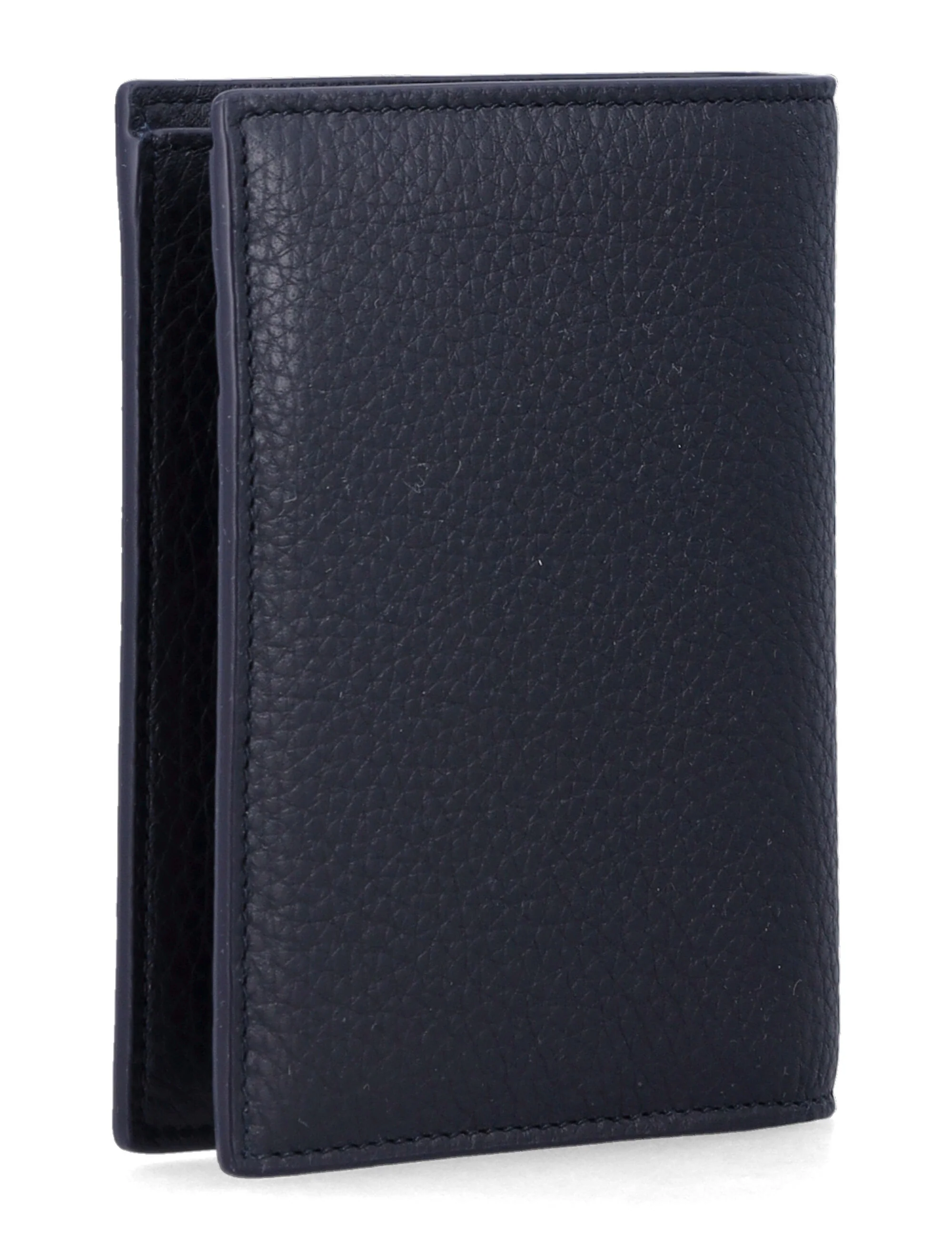 Saint Laurent Pebbled Leather Vertical Bifold Card Case - Image 2
