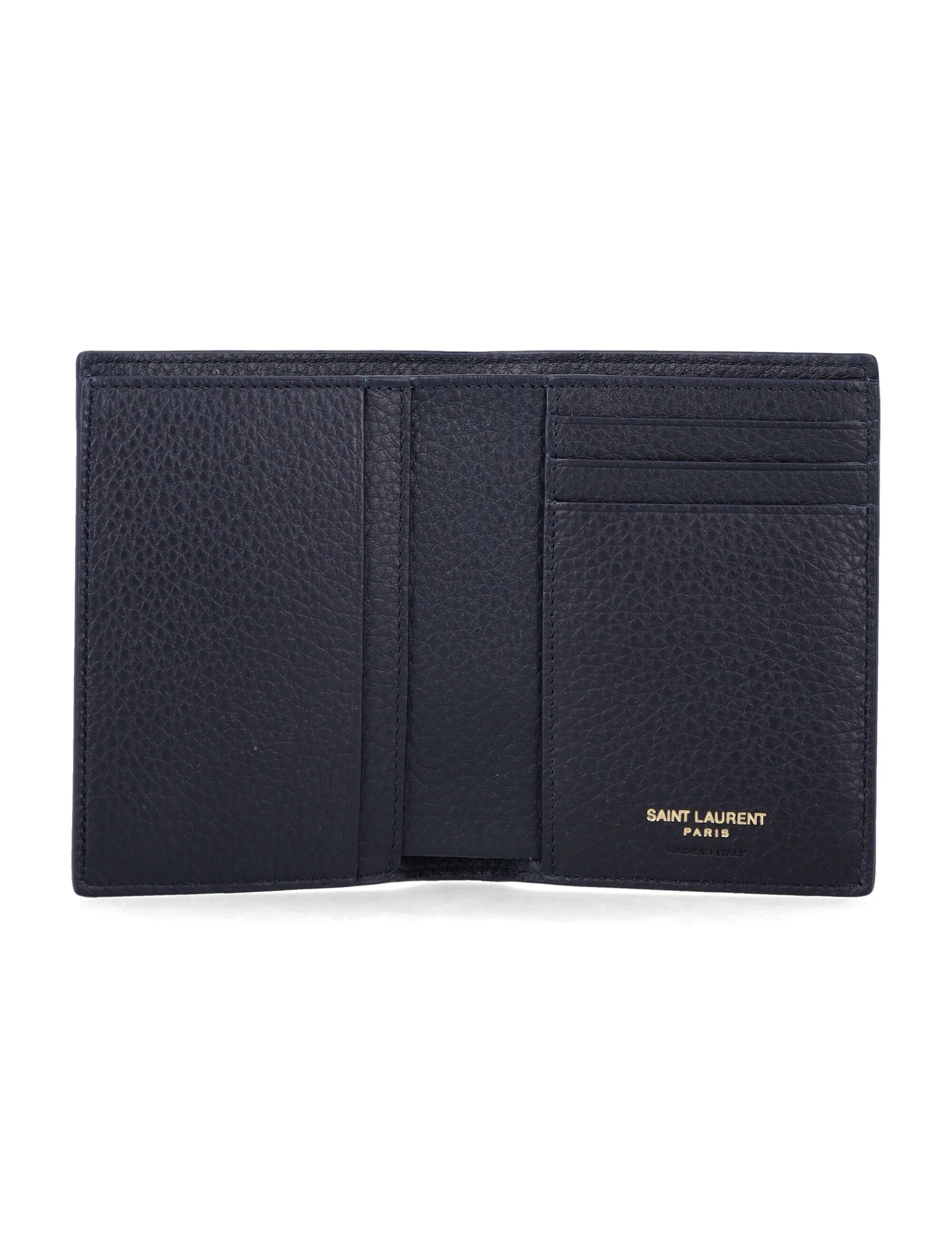 Saint Laurent Pebbled Leather Vertical Bifold Card Case - Image 3