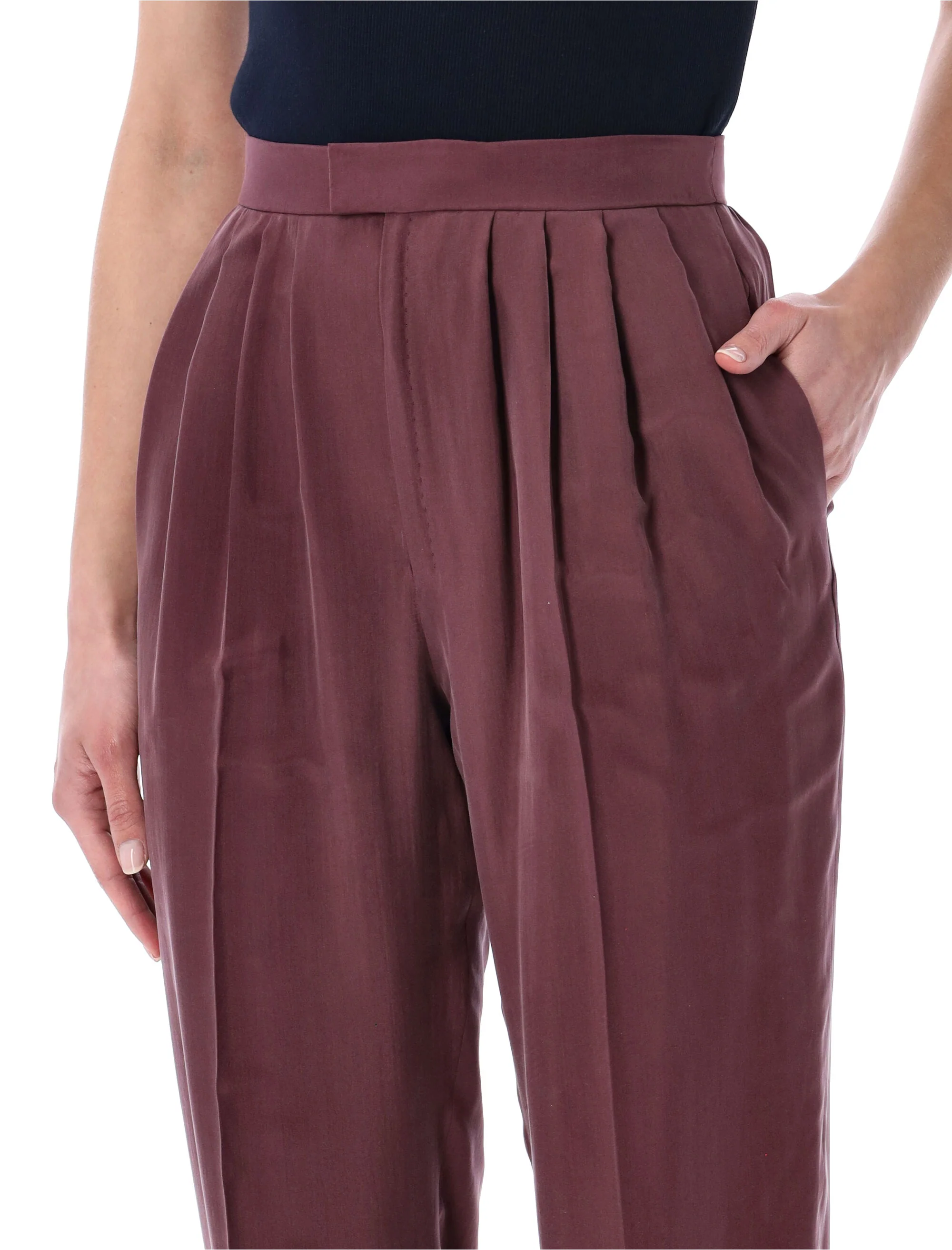 Saint Laurent Pleated Silk-habotai Straight-leg Pants - Image 3