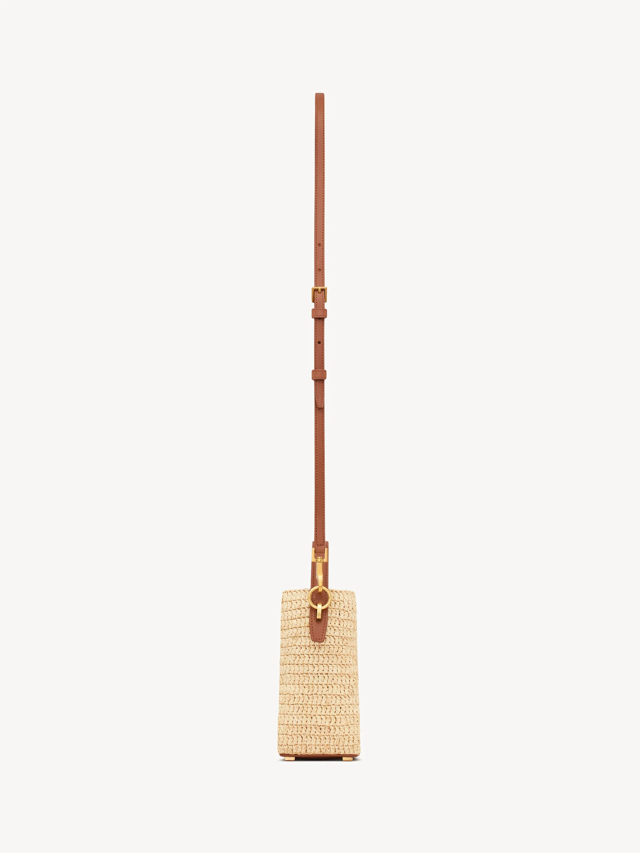 Saint Laurent Raffia Mini Bucket Handbag with Bronze Hardware - Image 4